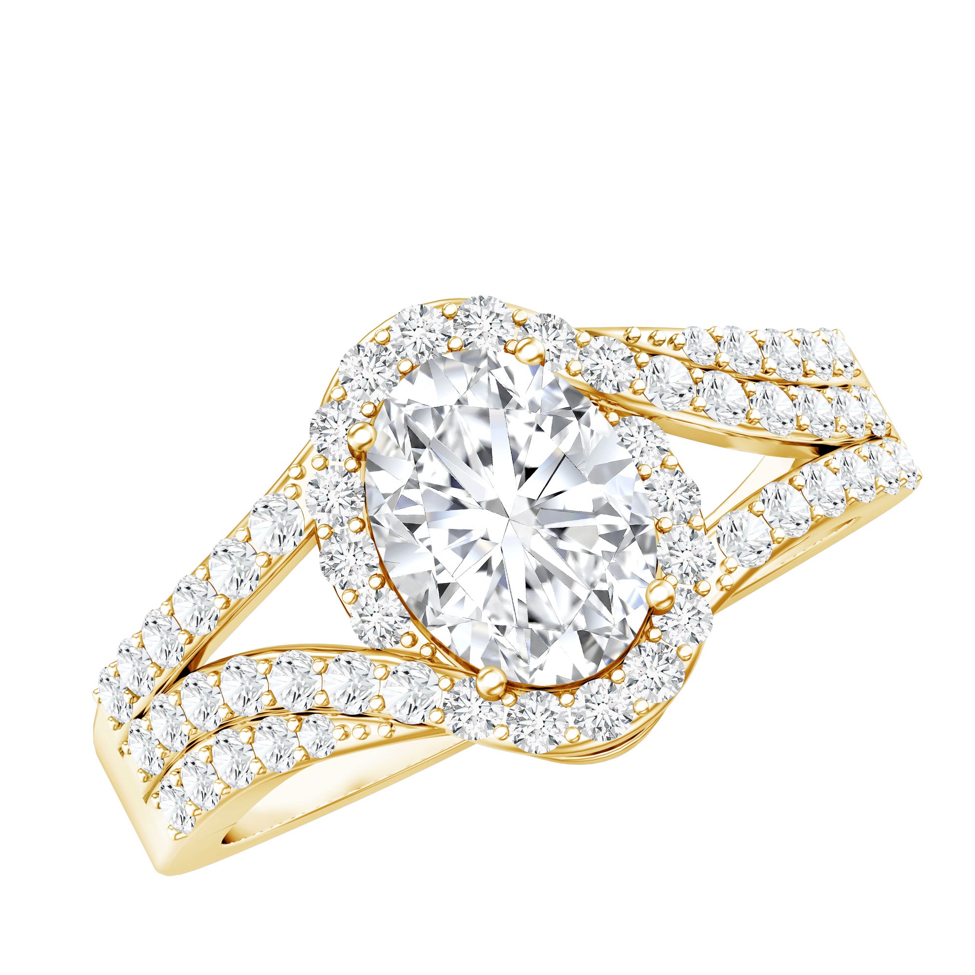 Certified 6X8 MM Oval Lab Grown Diamond Split Shank Engagement Ring Lab - ( EF-VS ) - Rosec Jewels