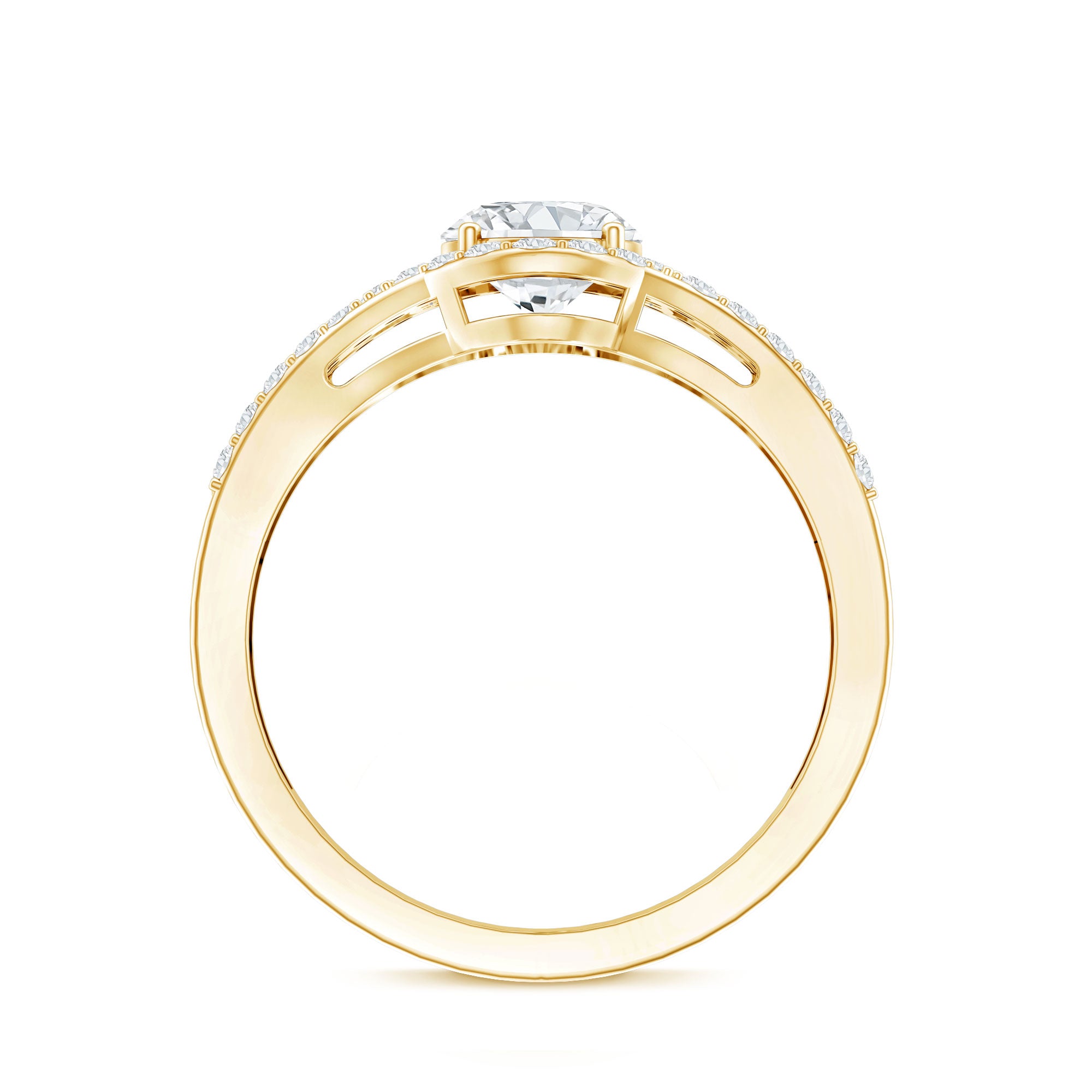 Certified 6X8 MM Oval Lab Grown Diamond Split Shank Engagement Ring Lab - ( EF-VS ) - Rosec Jewels