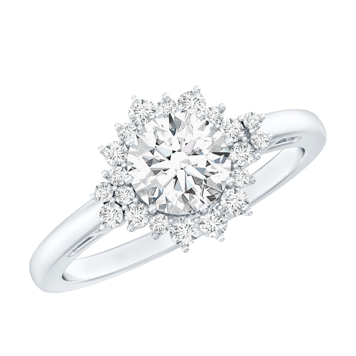 1 Carat IGI Certified Lab Grown Diamond Halo Engagement Ring Lab - ( E-VS1 ) - Rosec Jewels