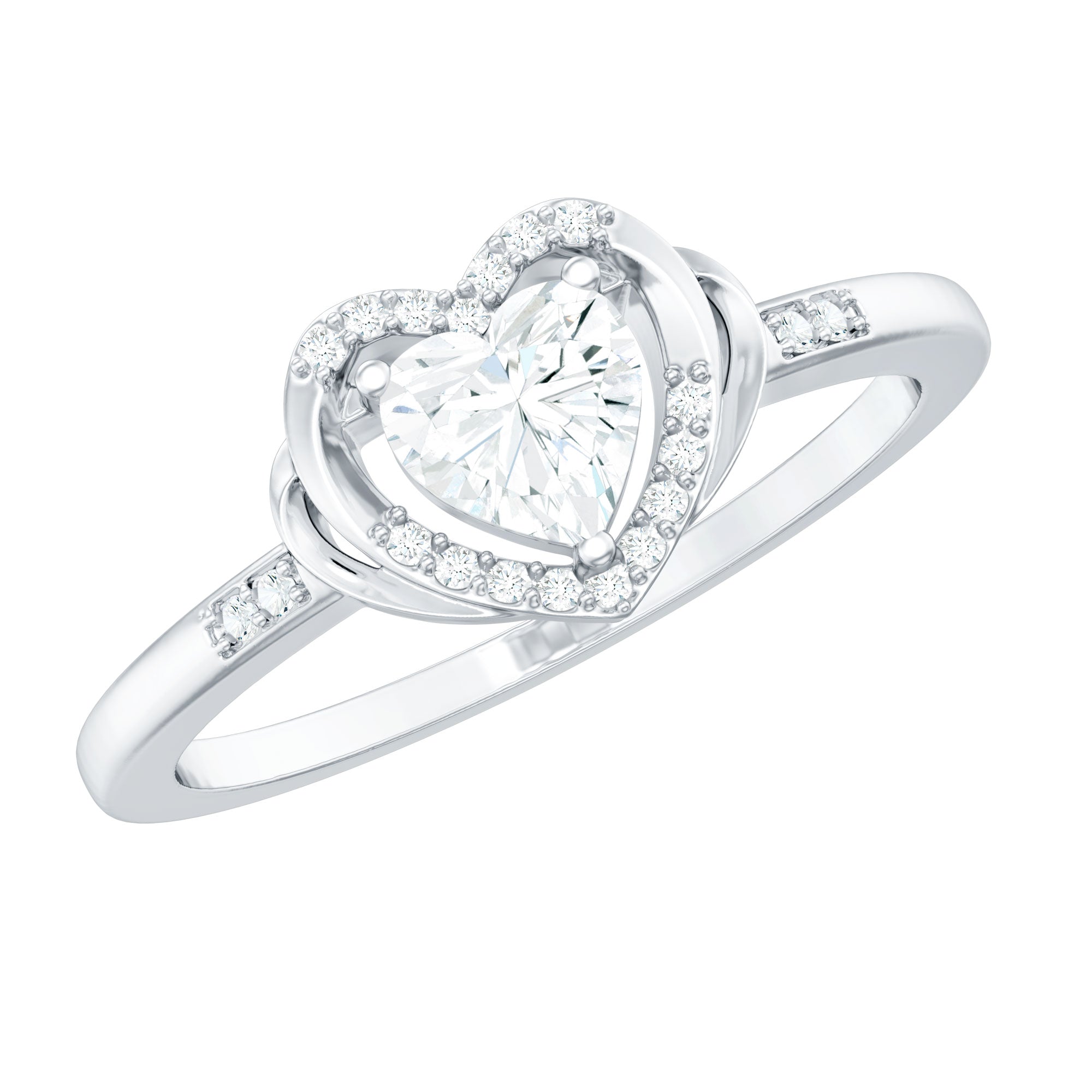 Certified Lab 5MM Heart Diamond Halo Engagement Ring