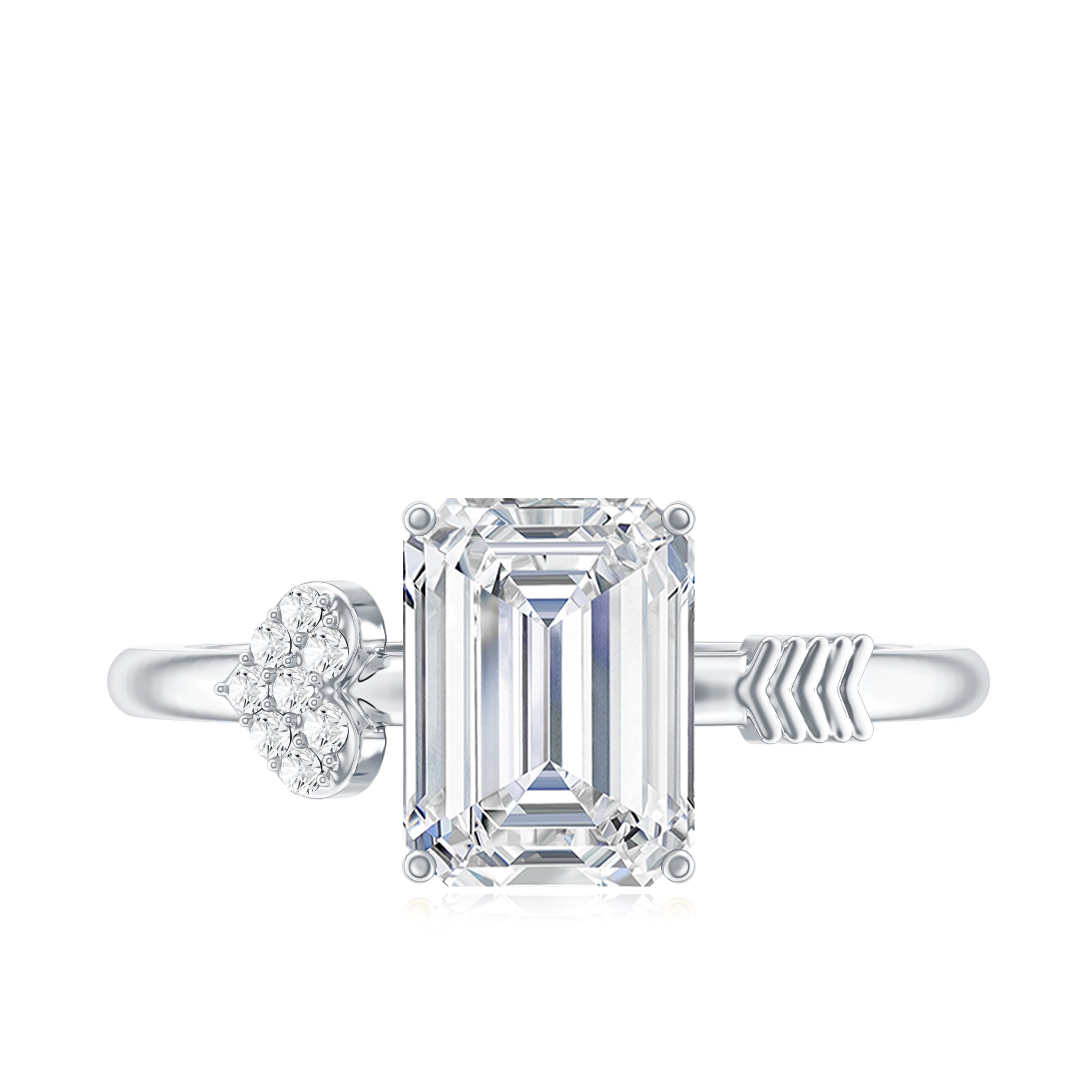 Lab Grown Diamond Emerald Cut Designer Engagement Ring Lab - ( EF-VS ) - Rosec Jewels