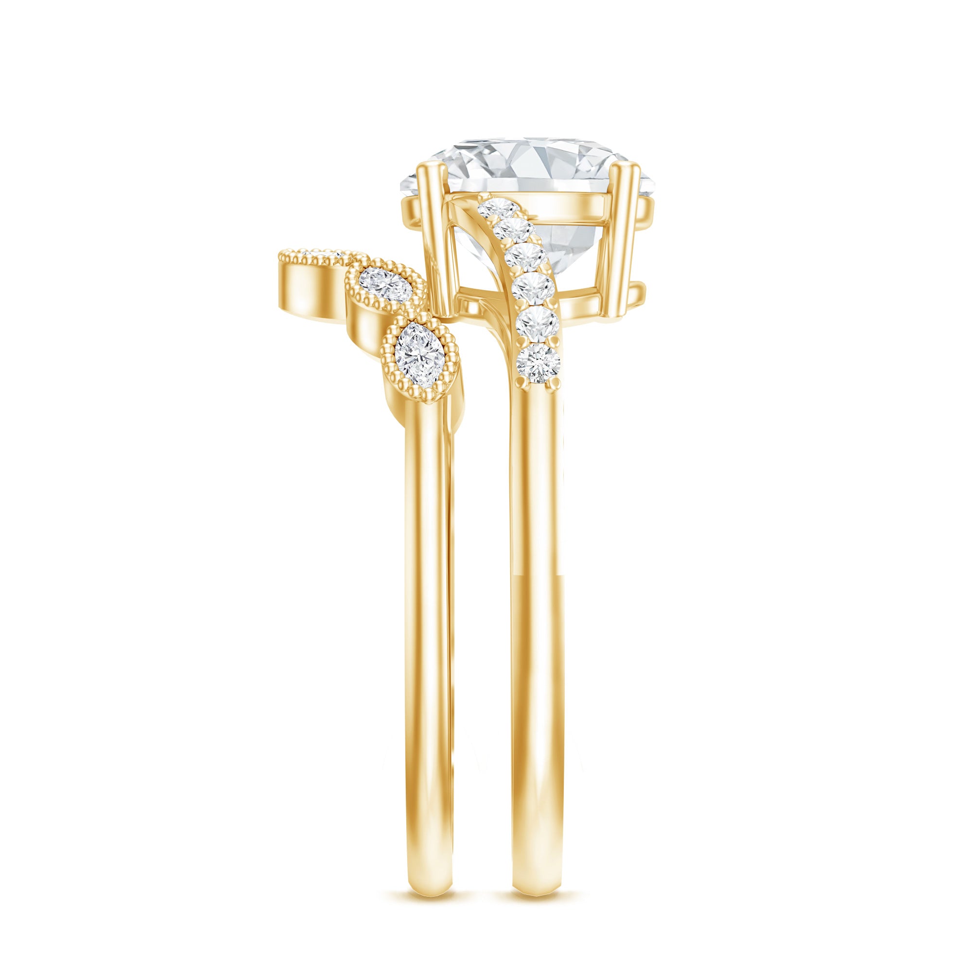 Rosec Jewels-Certified Lab Grown Diamond Engagement Ring With Ring Guard