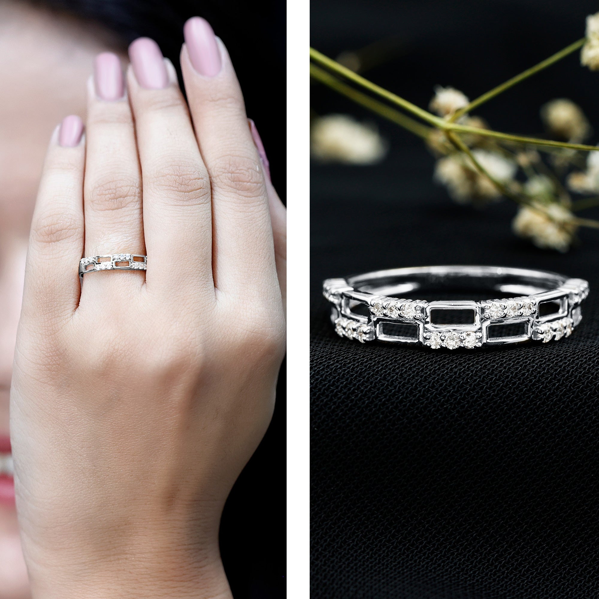 Certified Lab Grown Diamond Wedding Anniversary Ring For Women Lab - ( EF-VS ) - Rosec Jewels