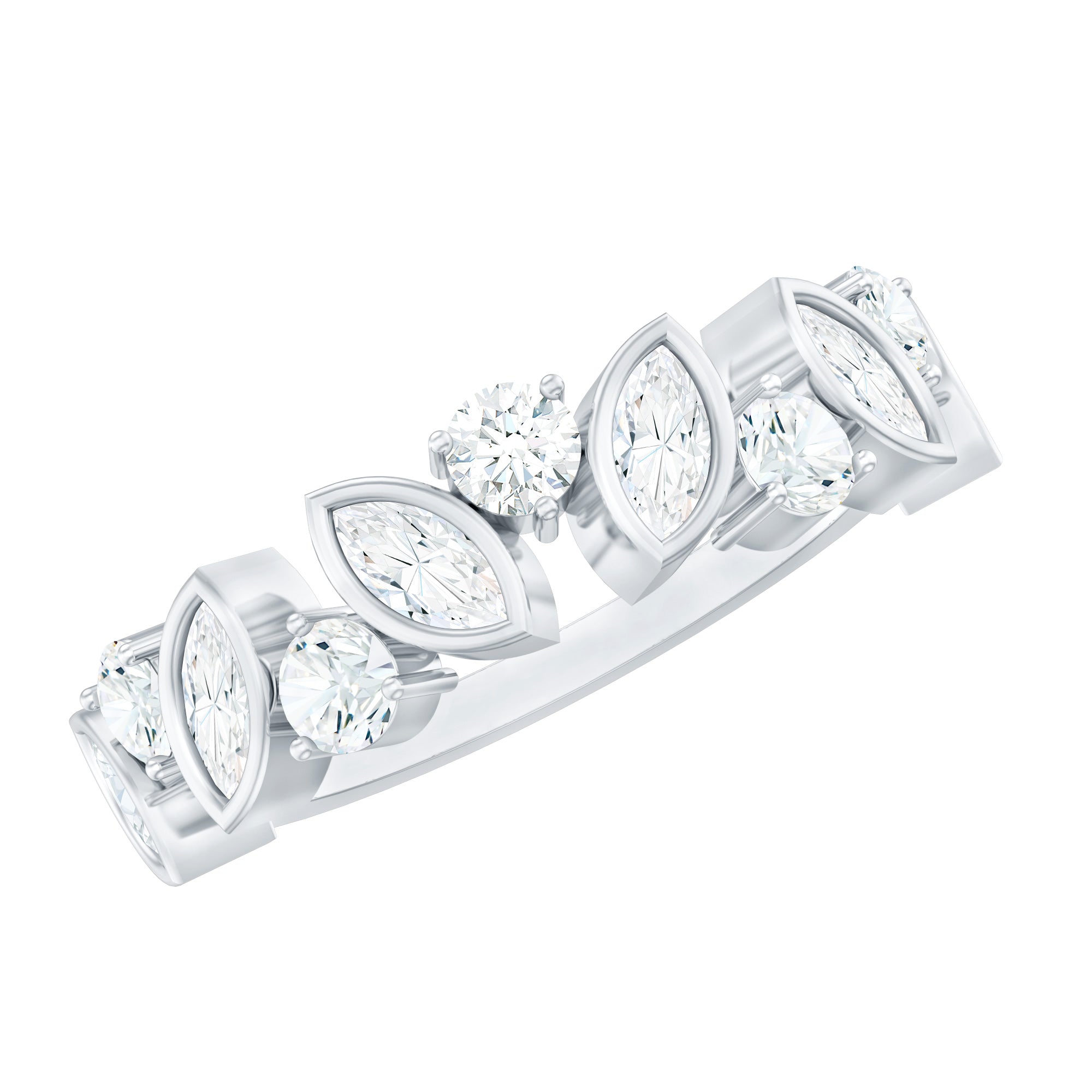 Certified Lab Grown Diamond Half Eternity Anniversary Ring For Women