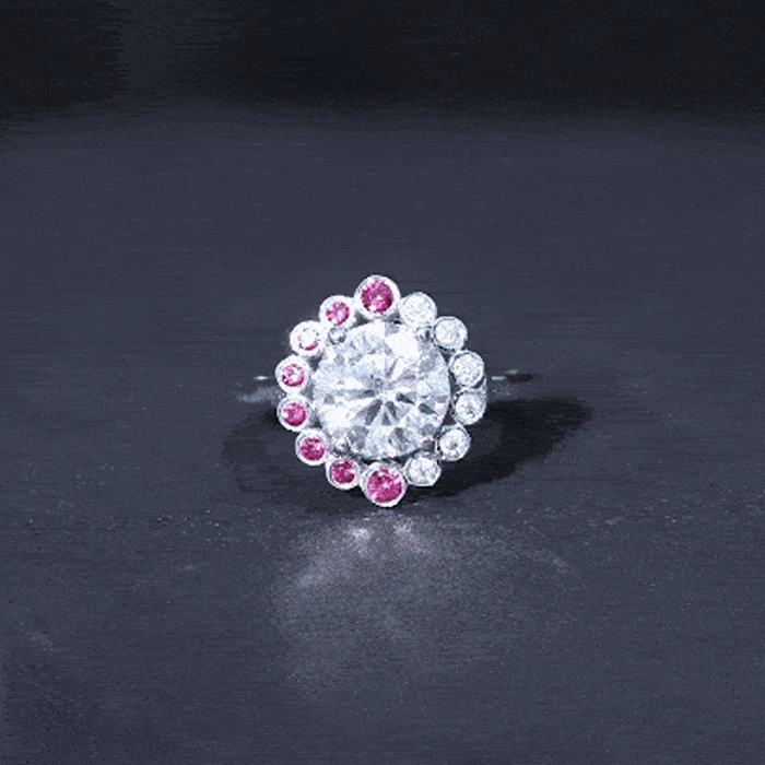 Certified Lab 8 mm Diamond Ruby Halo Engagement Ring For Women Lab - ( EF-VS ) - Rosec Jewels