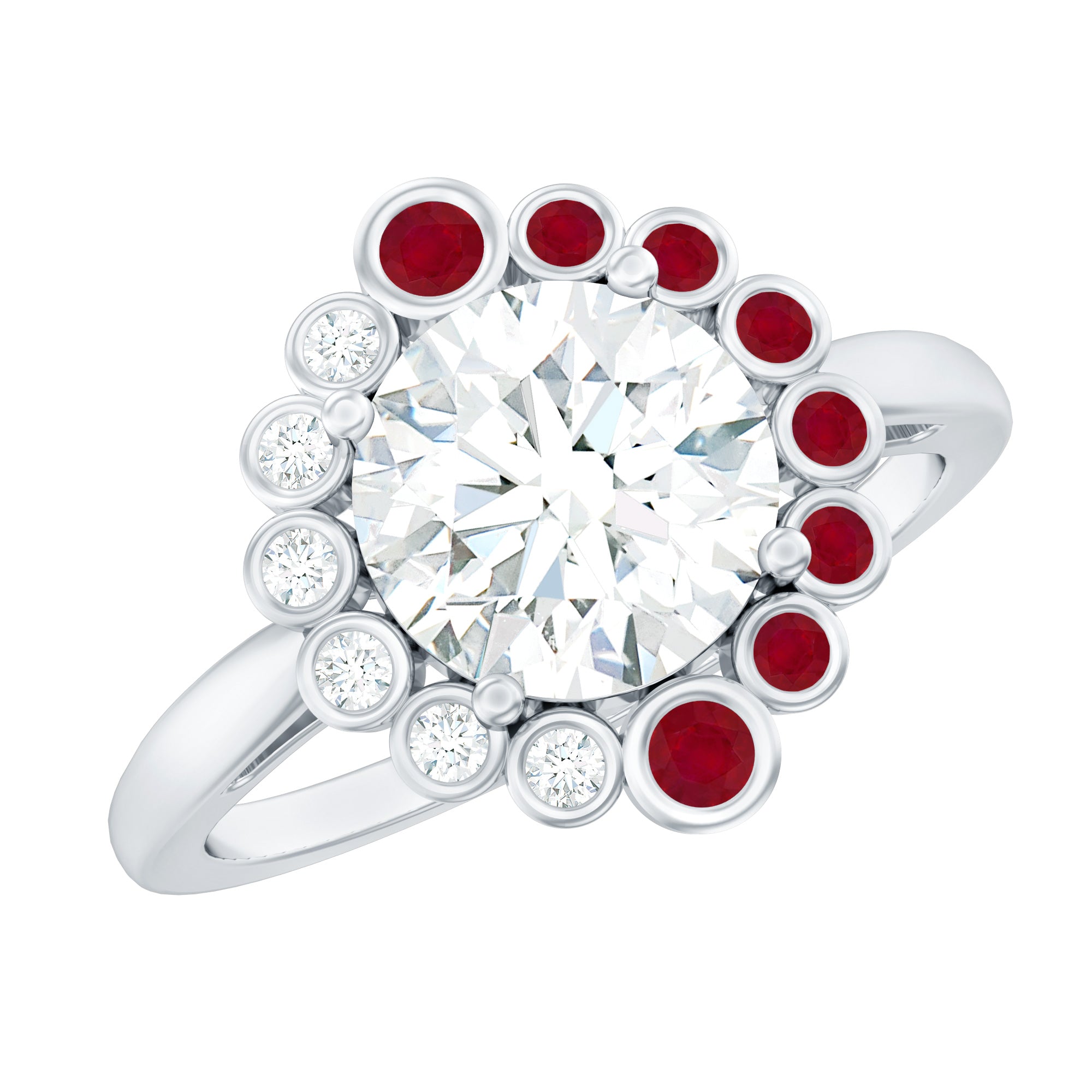 Certified Lab 8 mm Diamond Ruby Halo Engagement Ring For Women