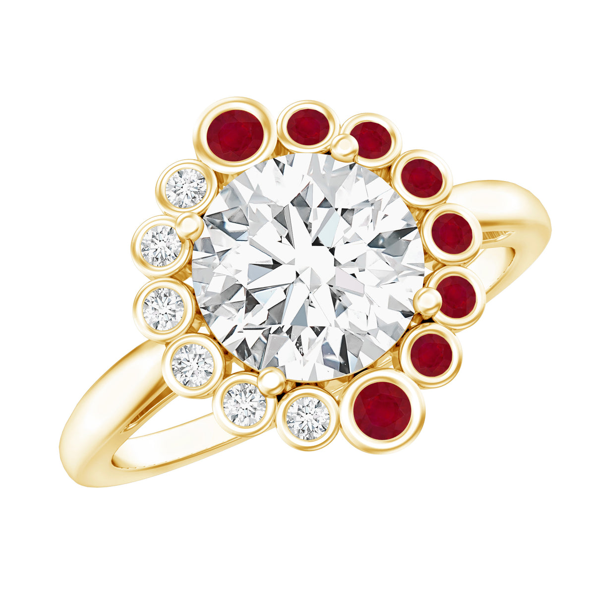 IGI Certified Lab 2 Carat Diamond Ruby Halo Engagement Ring For Women Lab - ( E-VS1 ) - Rosec Jewels