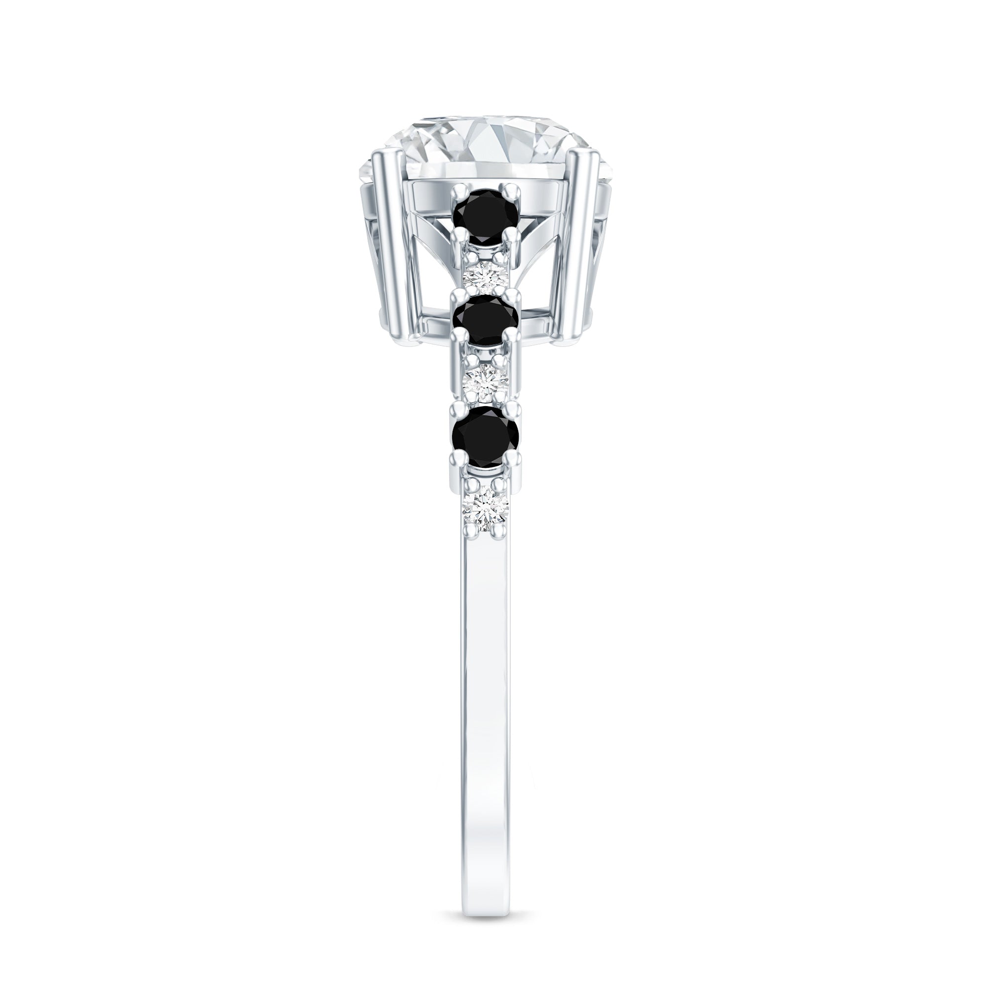 Rosec Jewels-Lab Grown Diamond Designer Engagement Ring with Black Diamond