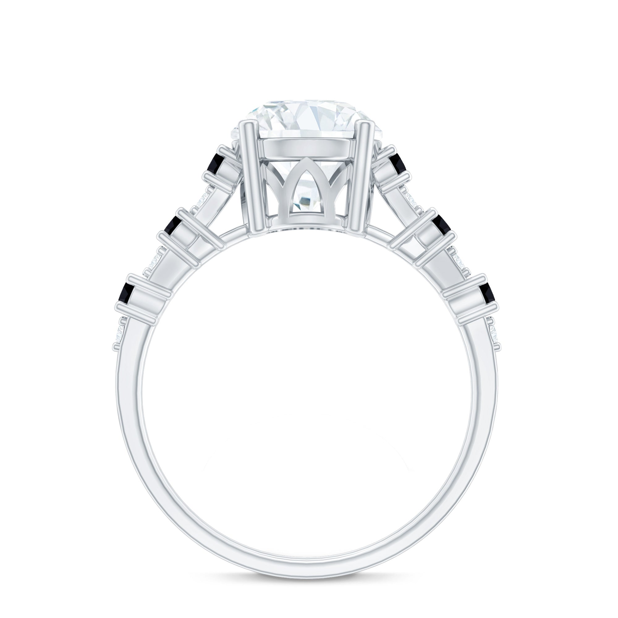 Rosec Jewels-Lab Grown Diamond Designer Engagement Ring with Black Diamond