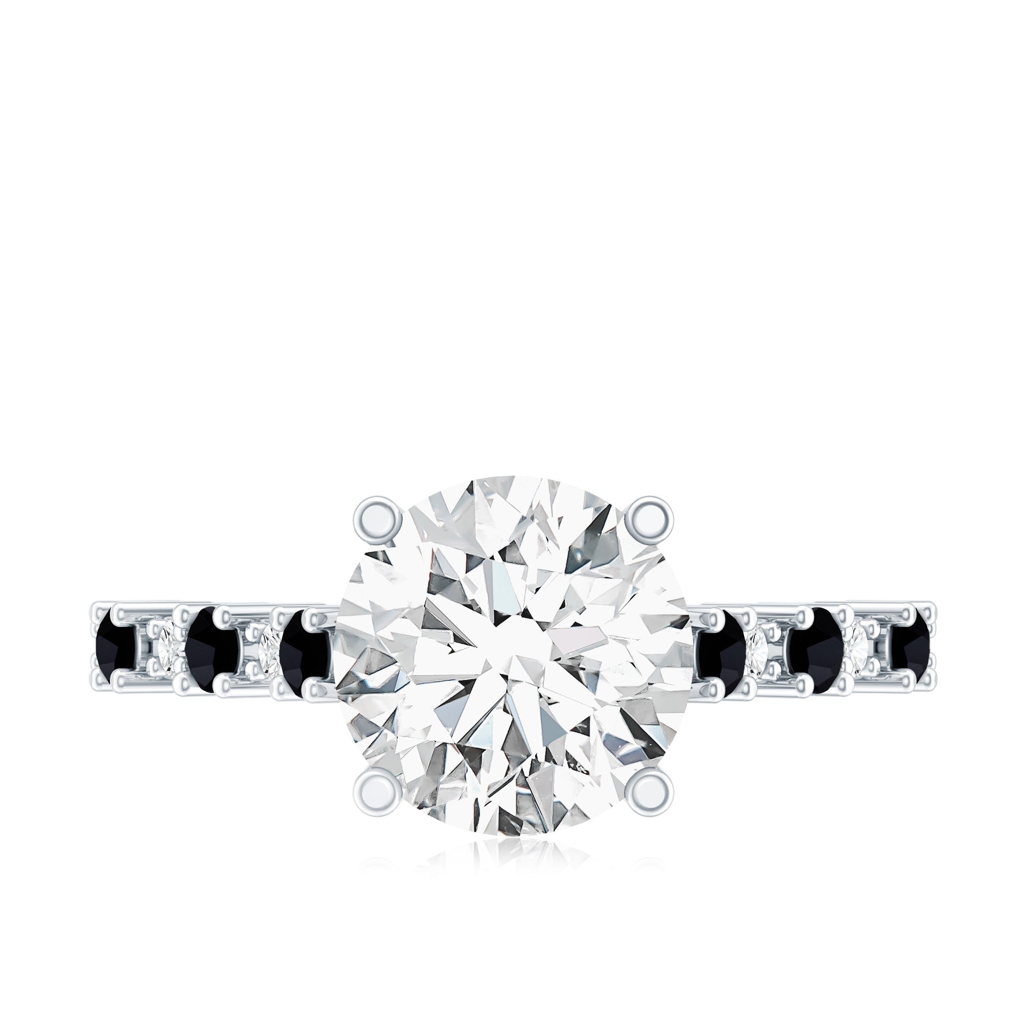 Rosec Jewels-Lab Grown Diamond Designer Engagement Ring with Black Diamond