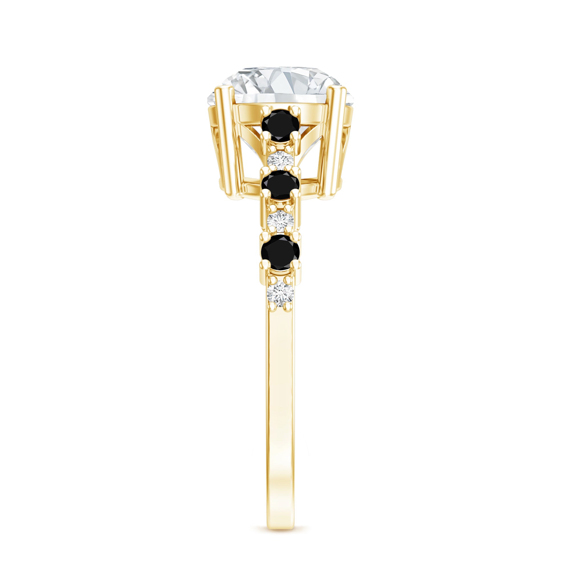 Rosec Jewels-Lab Grown Diamond Designer Engagement Ring with Black Diamond