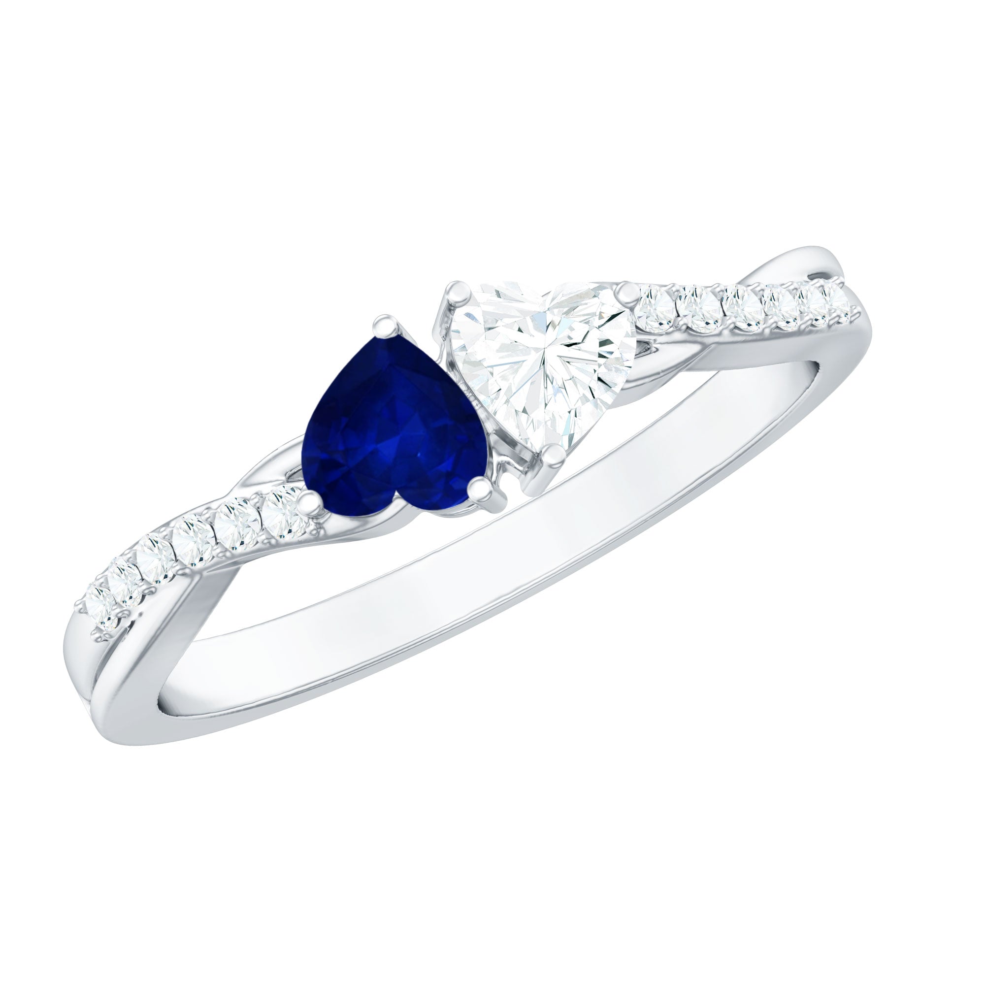Certified Lab Grown Diamond Sapphire Toi Et Moi Promise Ring