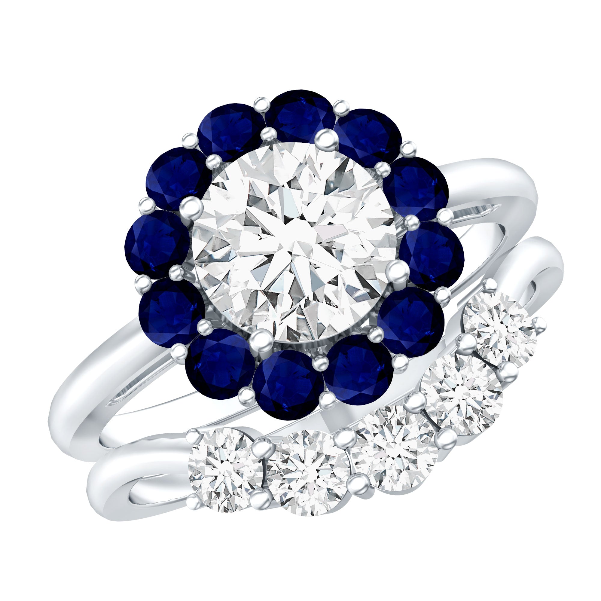 Certified 7 MM Lab Grown Diamond Engagement Ring with Enhancer