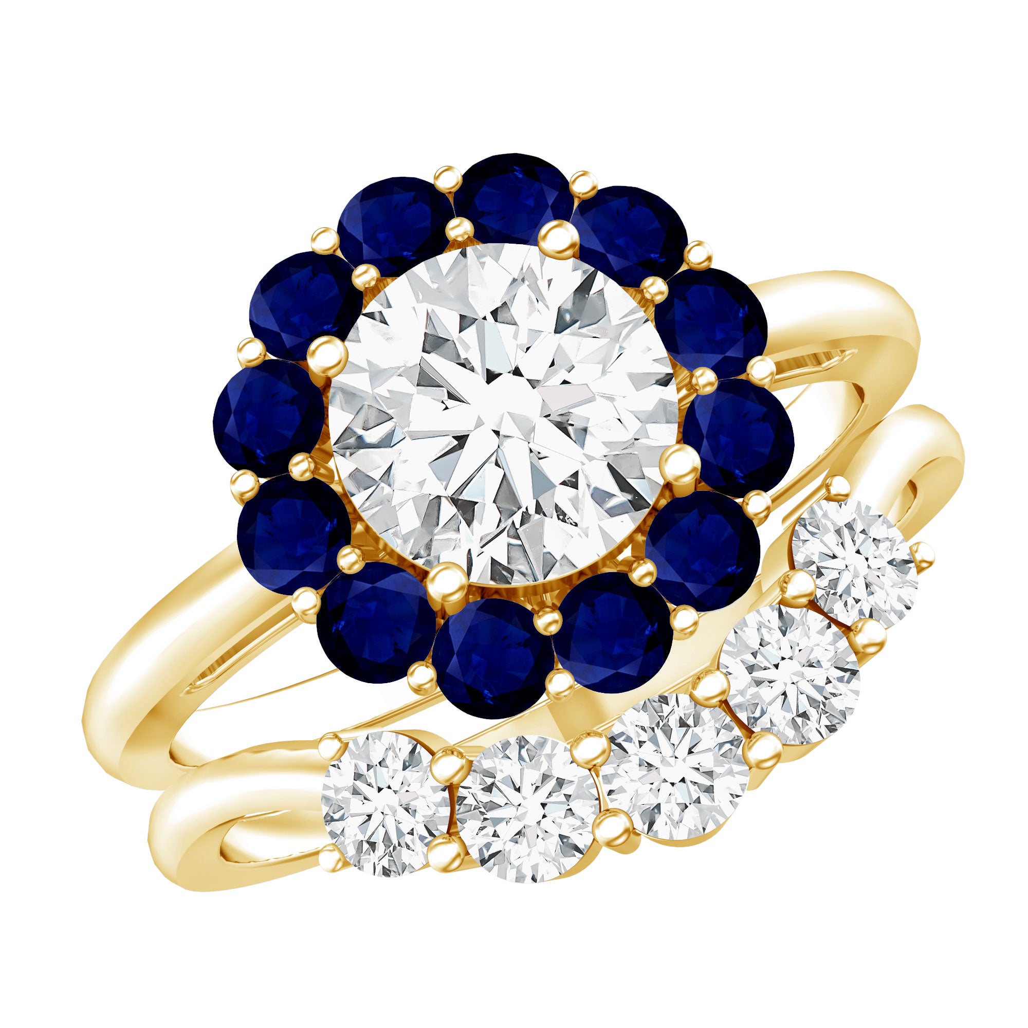Certified 7 MM Lab Grown Diamond Engagement Ring with Enhancer Lab - ( EF-VS ) - Rosec Jewels