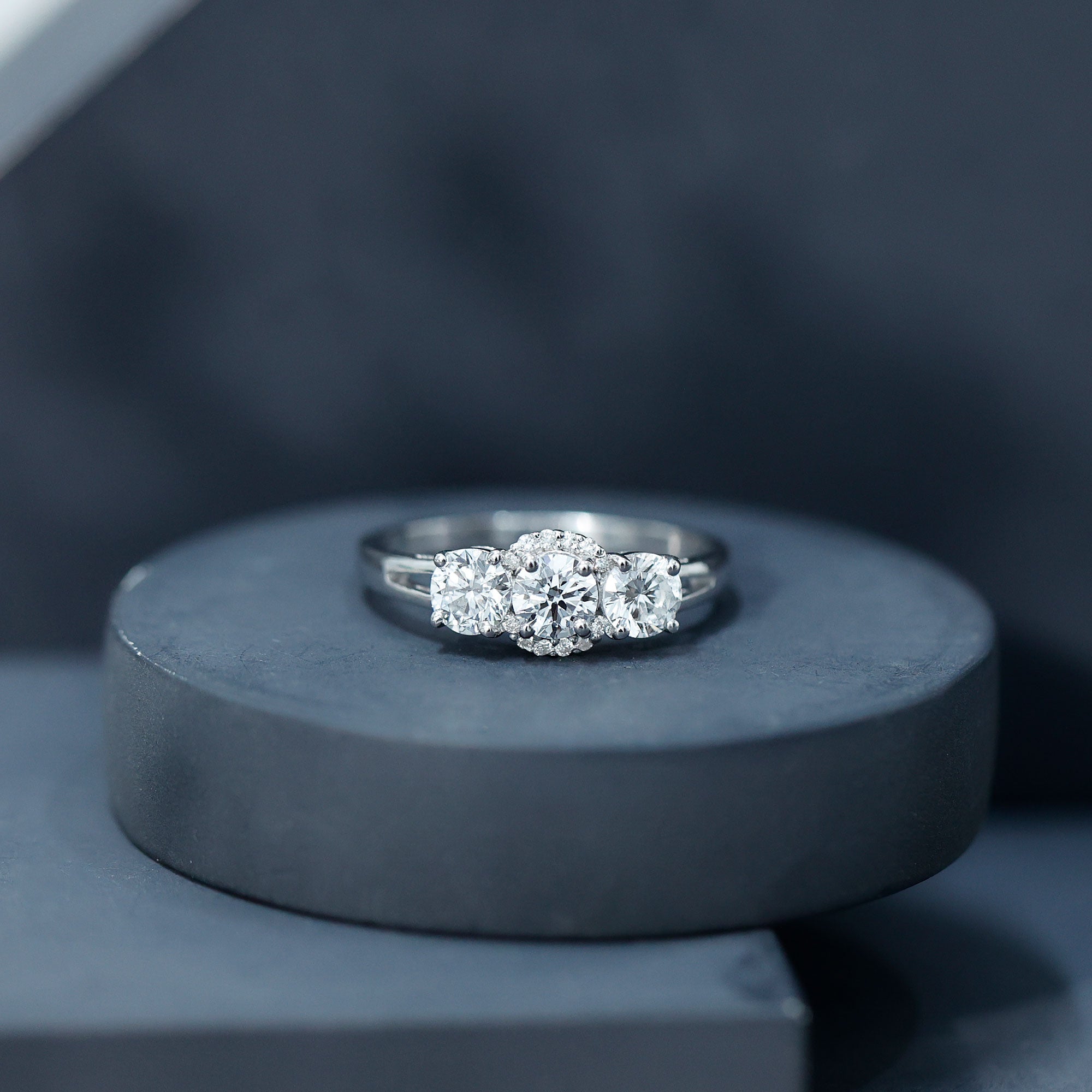 Certified Lab Grown Diamond Past Present Future Engagement Ring Lab - ( EF-VS ) - Rosec Jewels