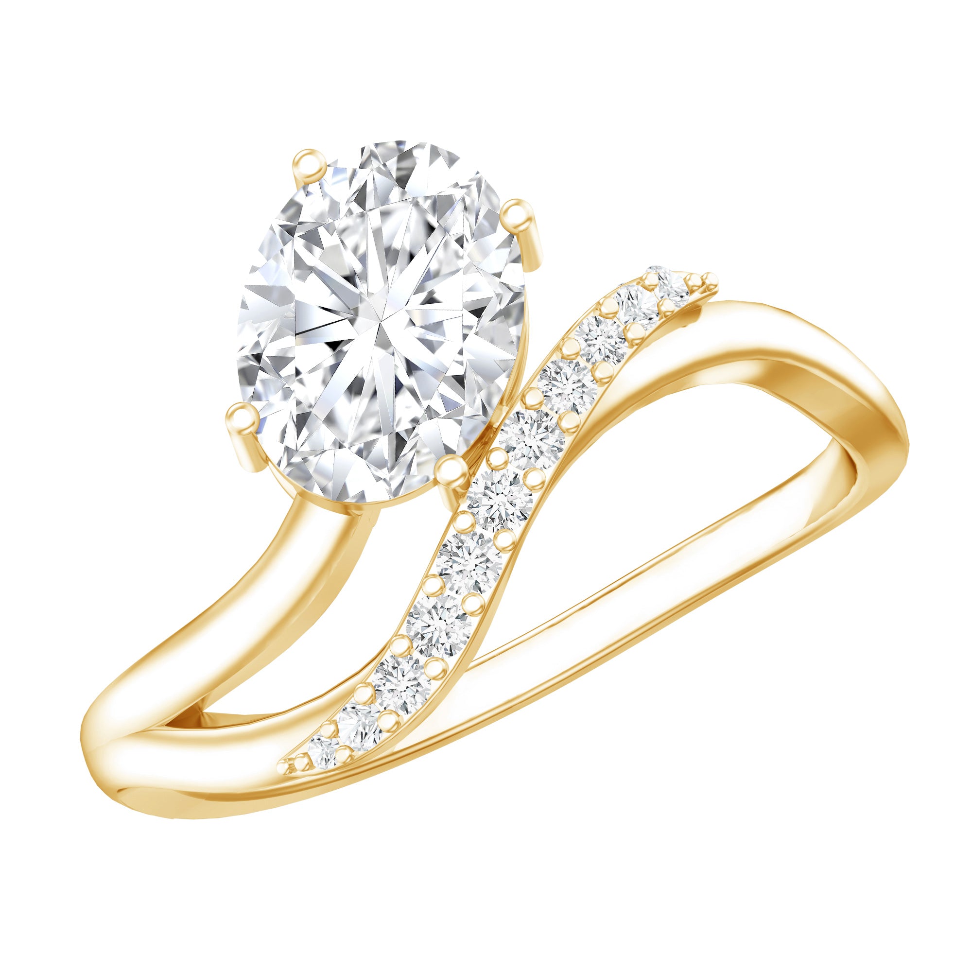 Certified Lab Grown Diamond 6X8 MM Oval Engagement Ring For Women Lab - ( EF-VS ) - Rosec Jewels