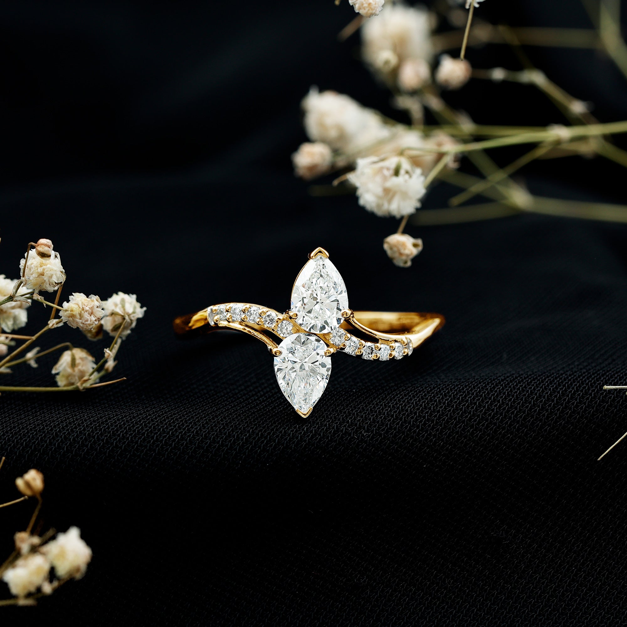 Certified Lab Grown Diamond 2 Stone Engagement Ring For Women Lab - ( EF-VS ) - Rosec Jewels