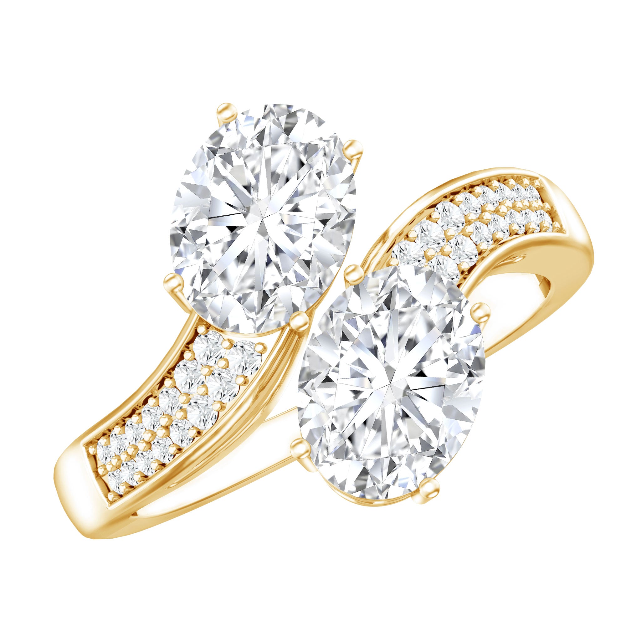 Certified Lab Grown Diamond Designer 2 Stone Engagement Ring Lab - ( EF-VS ) - Rosec Jewels