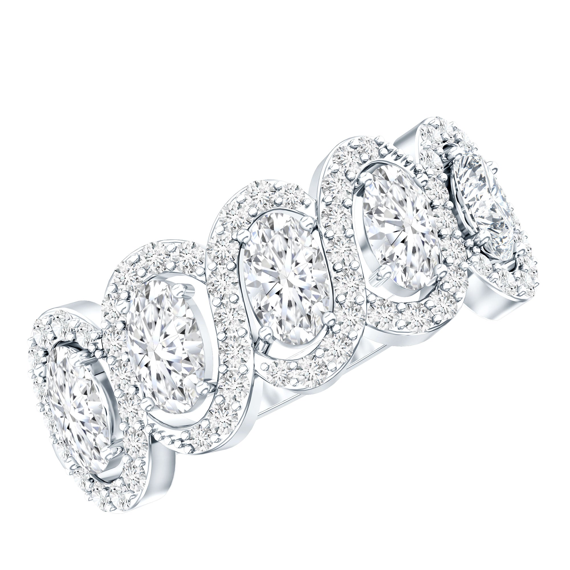 Certified Oval Lab Grown Diamond Designer Eternity Ring