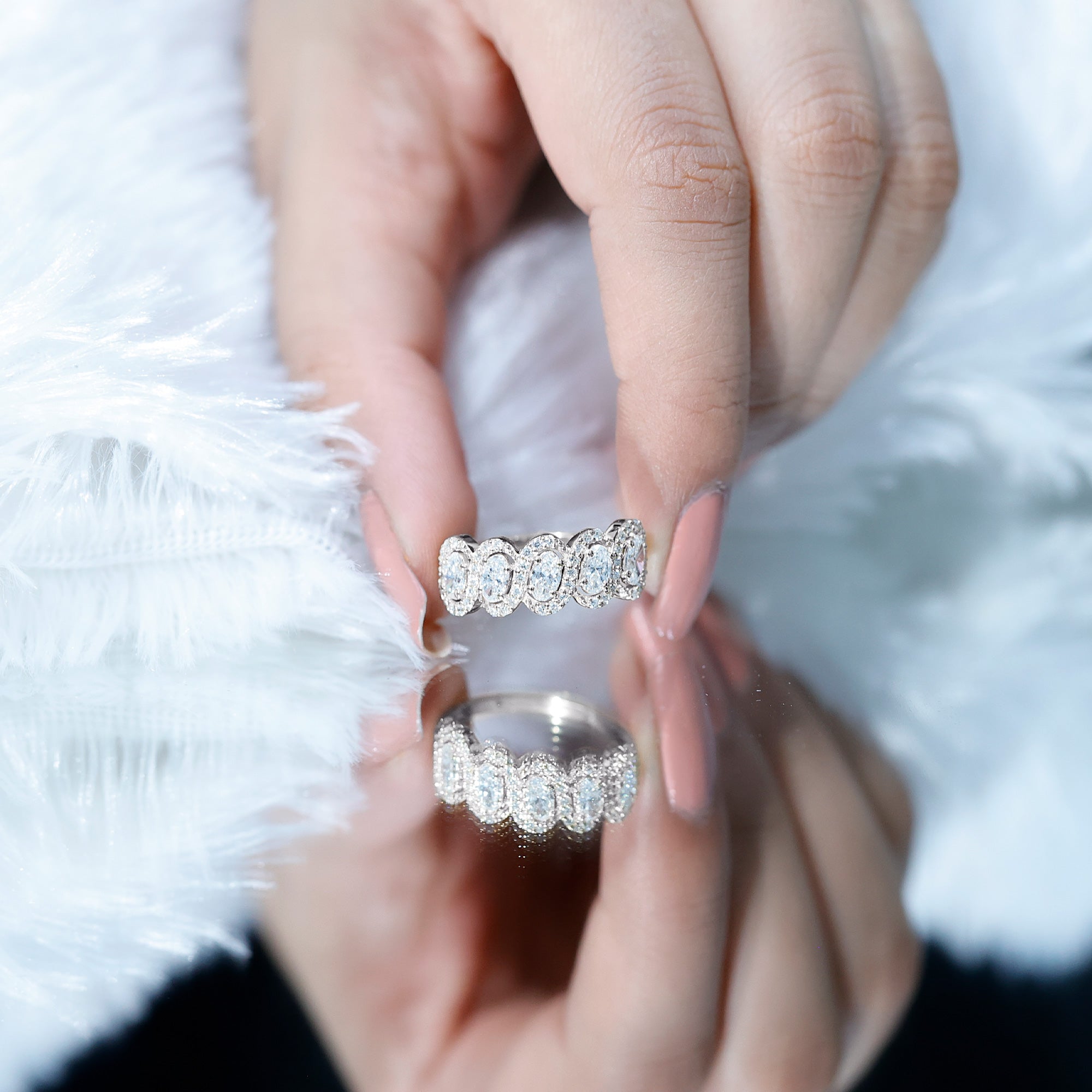Rosec Jewels-Certified Oval Lab Grown Diamond Designer Eternity Ring