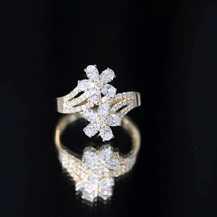 Certified Lab Grown Diamond Flower Engagement Ring For Women Lab - ( EF-VS ) - Rosec Jewels