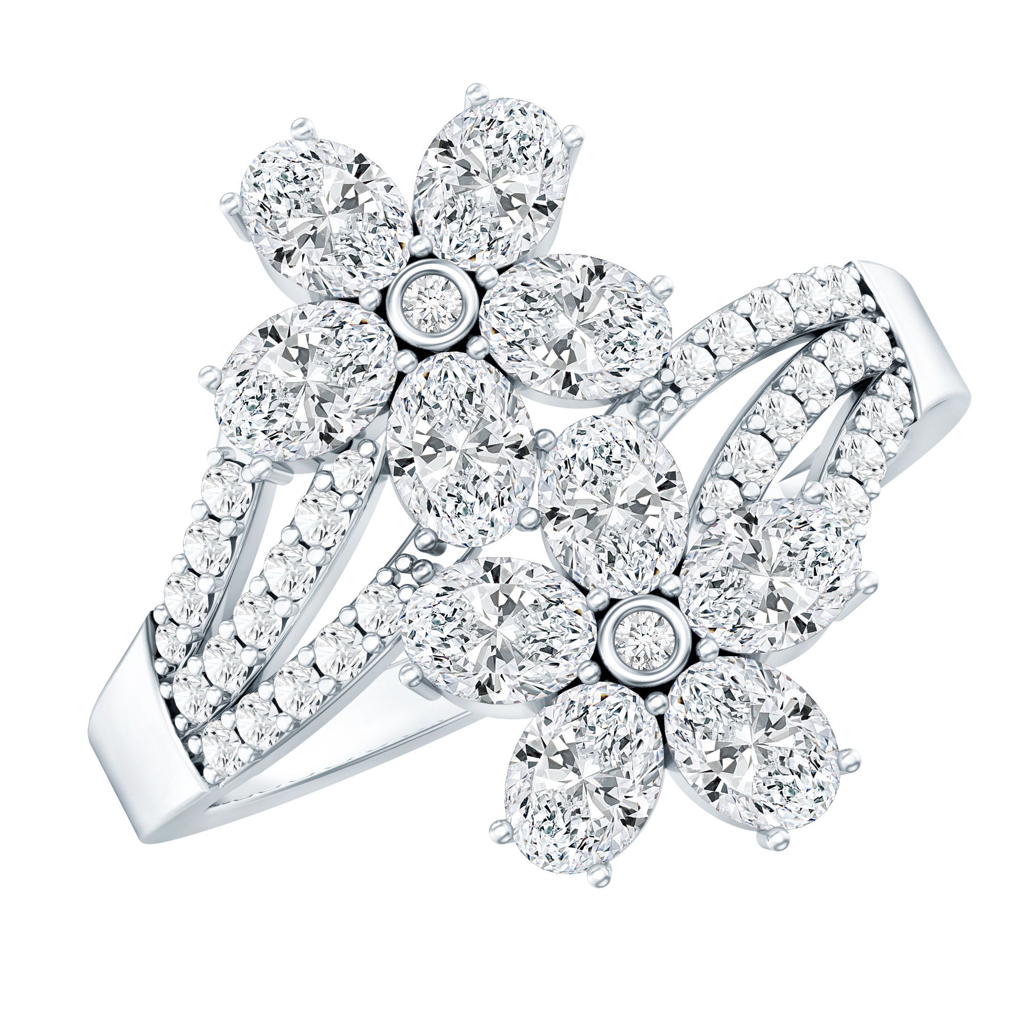 Certified Lab Grown Diamond Flower Engagement Ring For Women Lab - ( EF-VS ) - Rosec Jewels