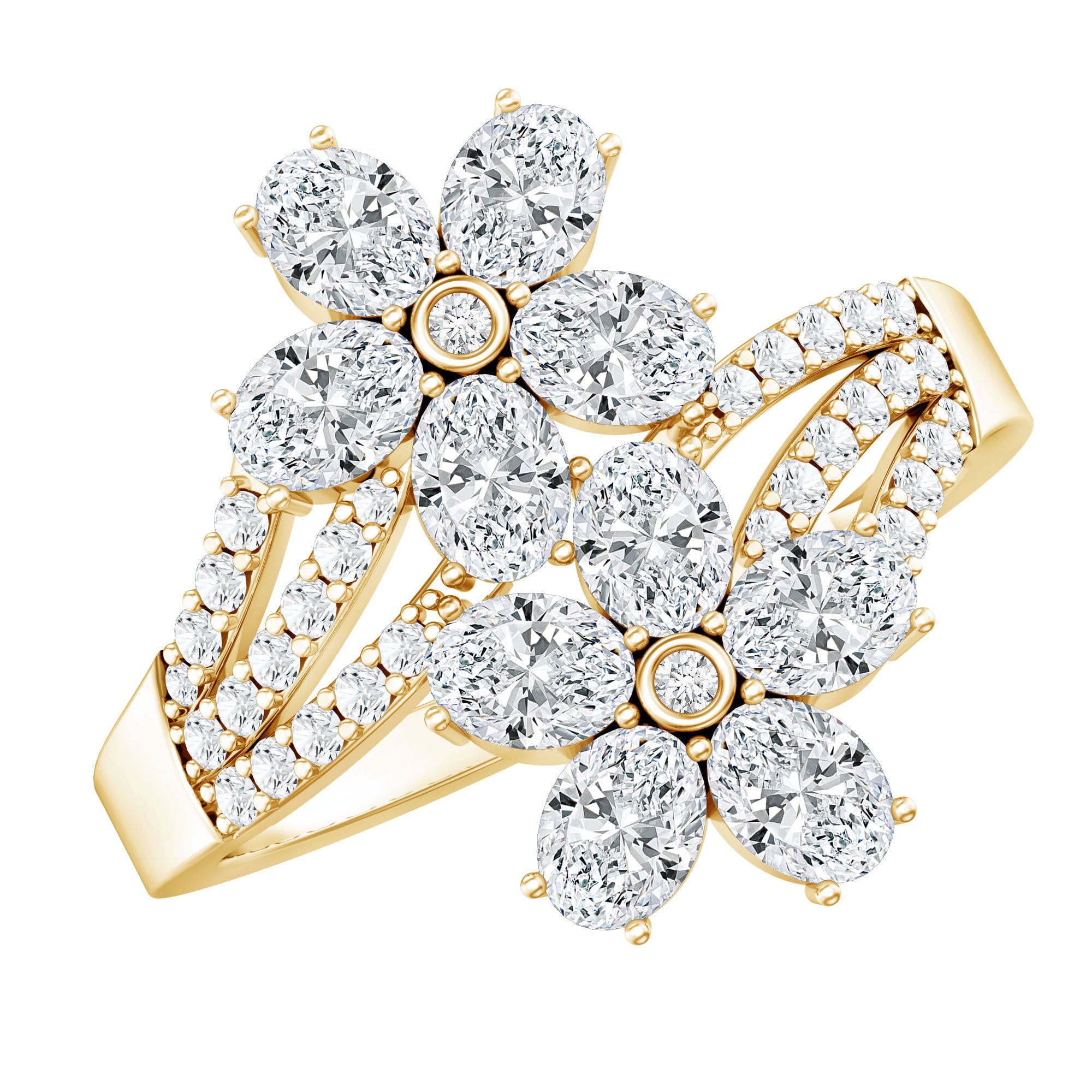 Certified Lab Grown Diamond Flower Engagement Ring For Women Lab - ( EF-VS ) - Rosec Jewels