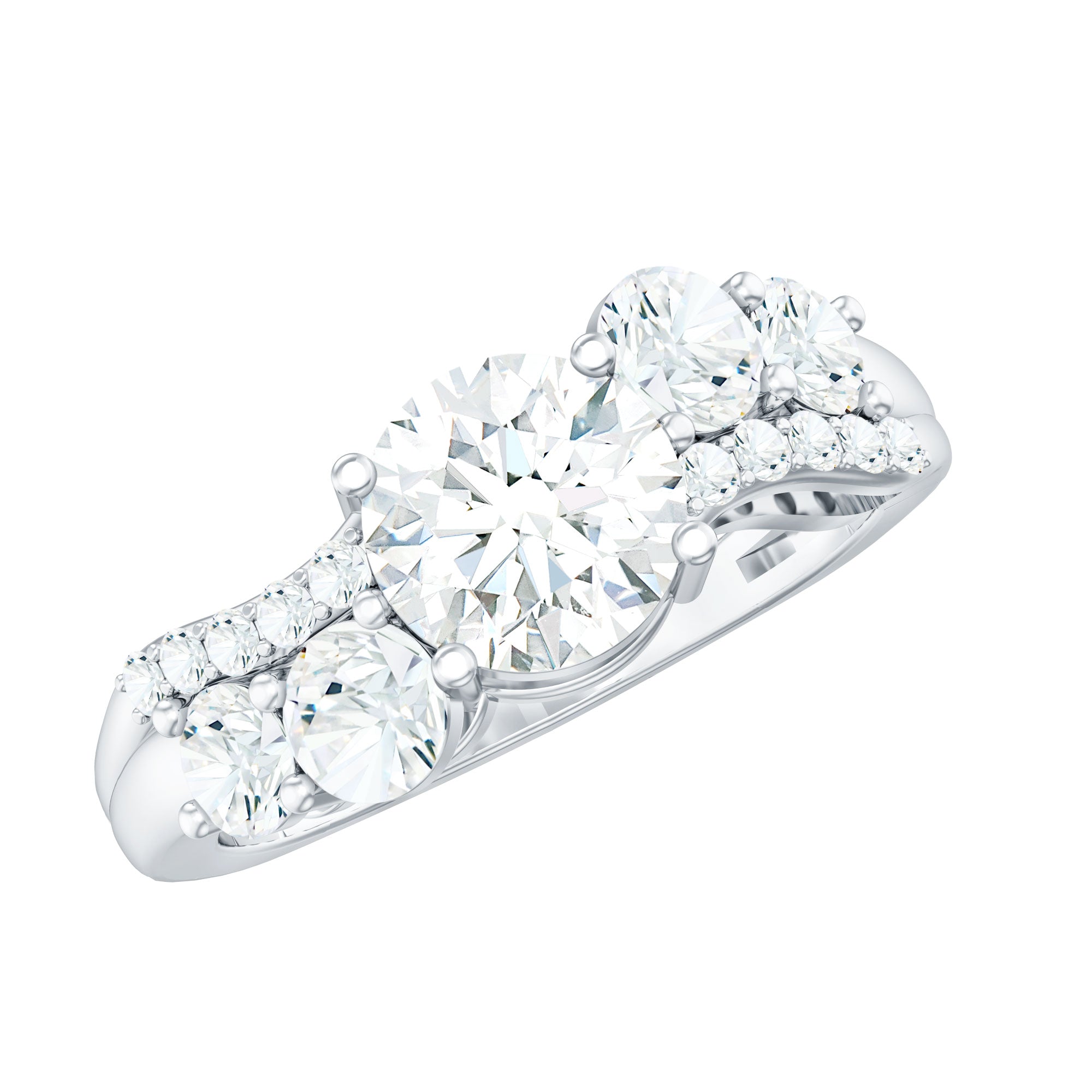 Certified Lab 7 MM Round Diamond Designer Engagement Ring