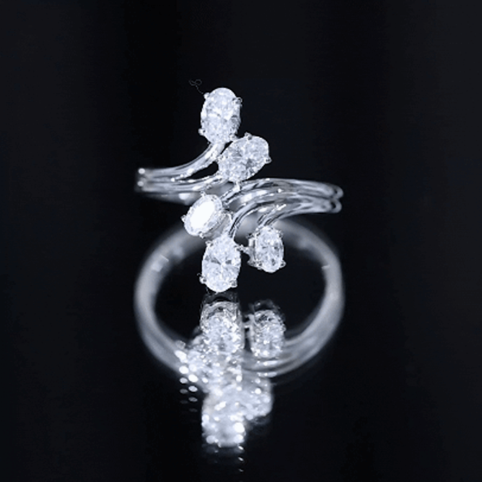 Certified Oval Lab Grown Diamond Designer Cocktail Ring Lab - ( EF-VS ) - Rosec Jewels