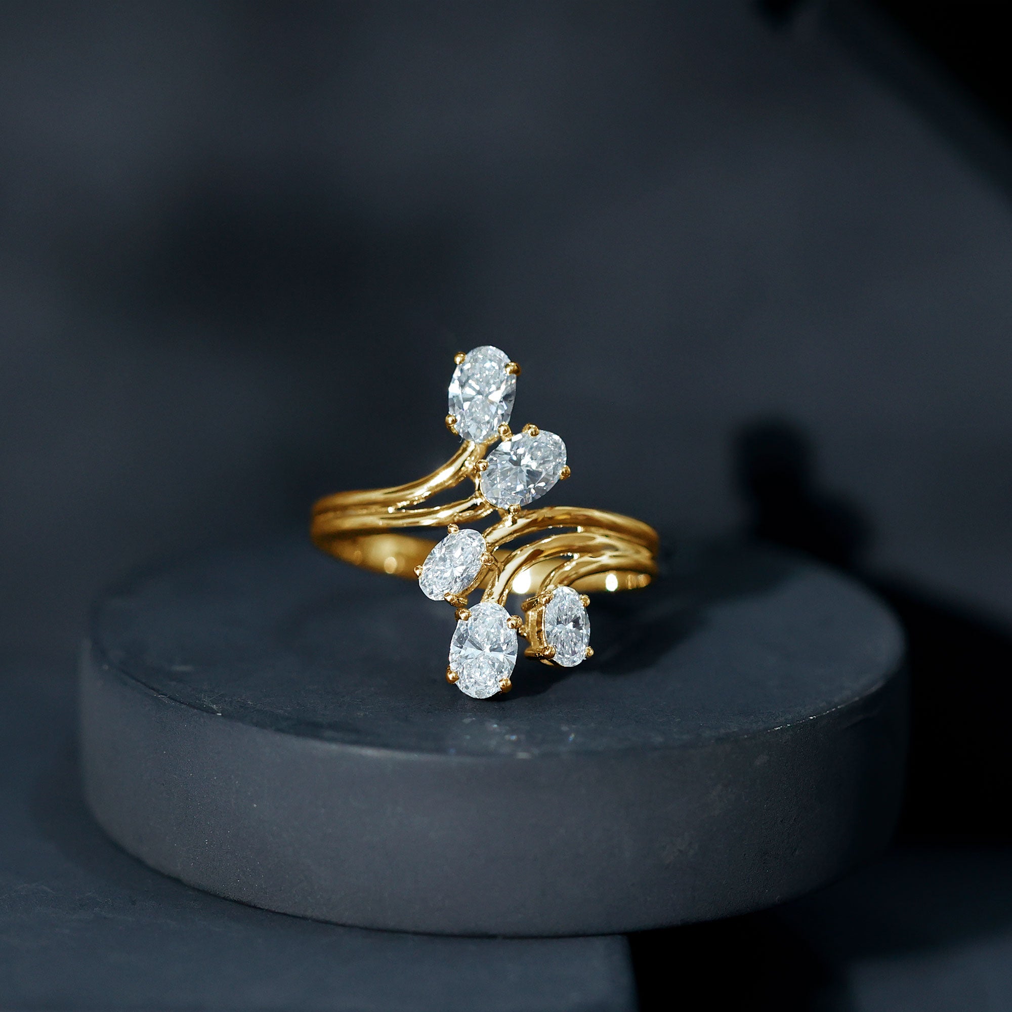 Certified Oval Lab Grown Diamond Designer Cocktail Ring Lab - ( EF-VS ) - Rosec Jewels