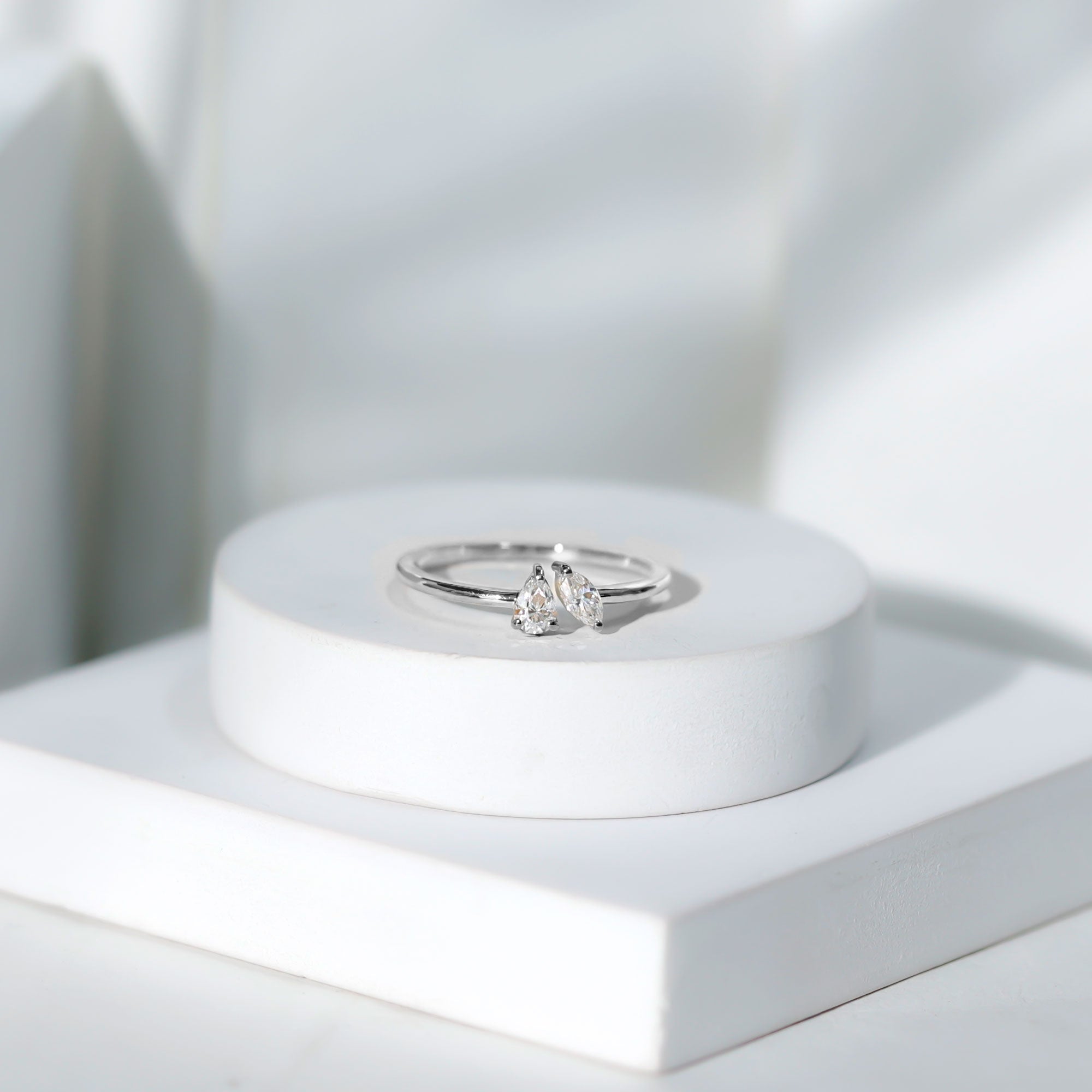 Certified Lab Grown Diamond Two Stone Promise Ring Lab - ( EF-VS ) - Rosec Jewels