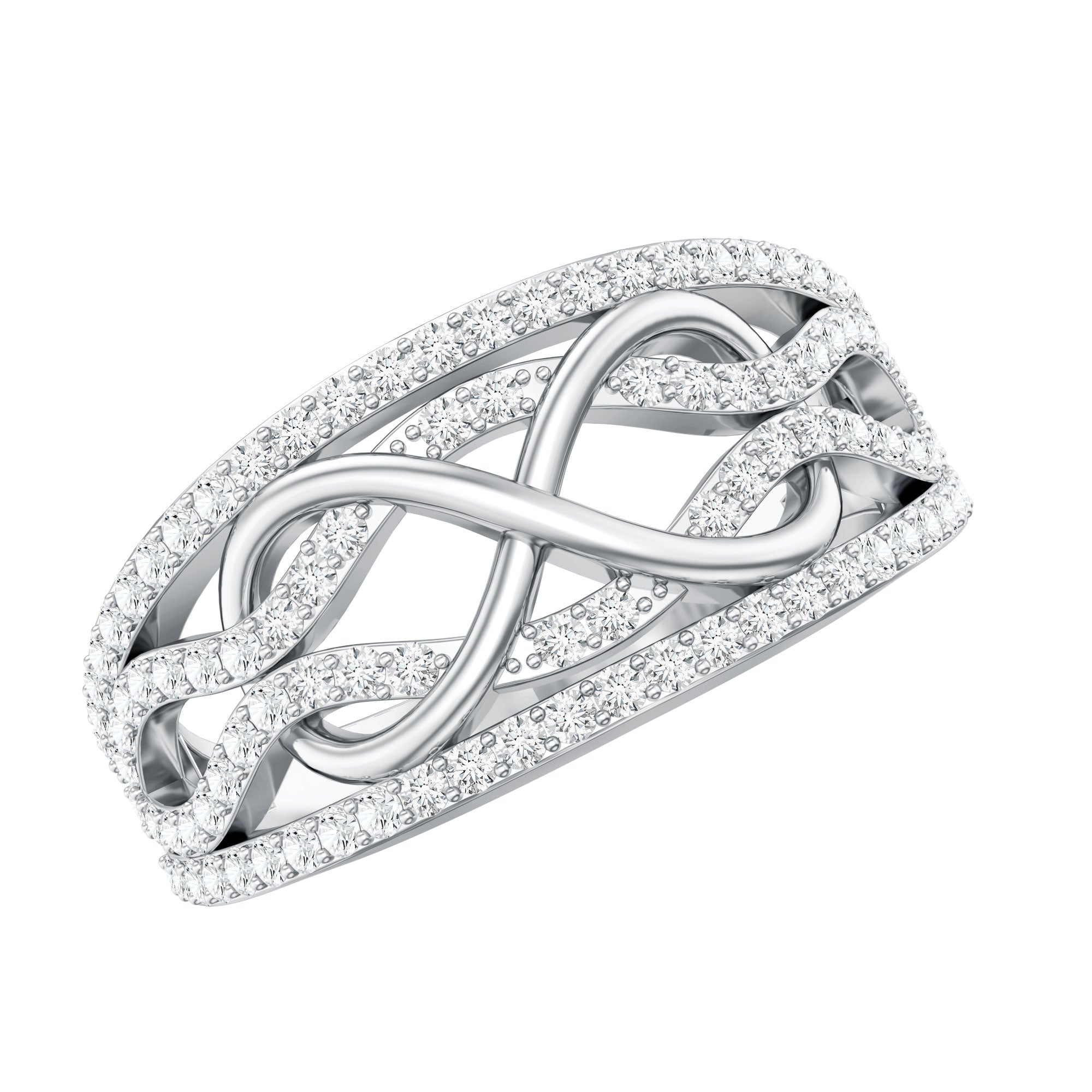 Certified Lab Grown Diamond Infinity Wedding Band Ring Lab - ( EF-VS ) - Rosec Jewels