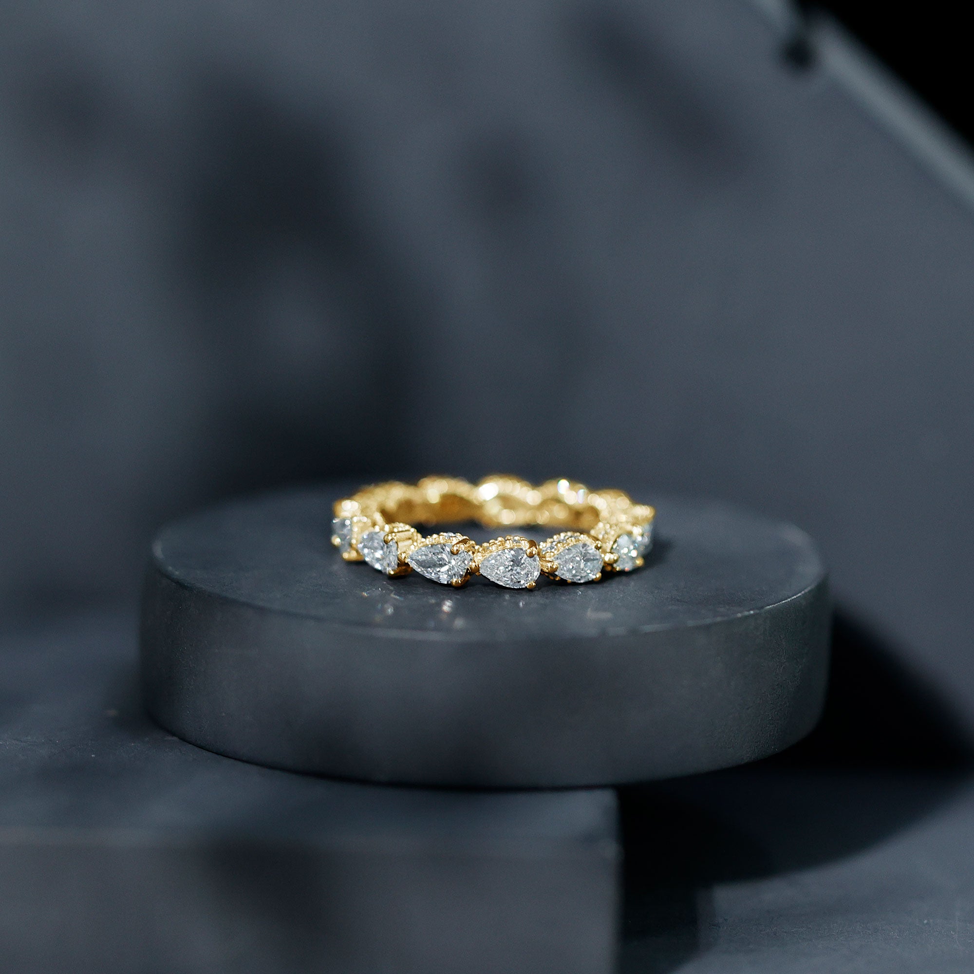 Certified Pear Shape Lab Grown Diamond Eternity Ring Lab - ( EF-VS ) - Rosec Jewels