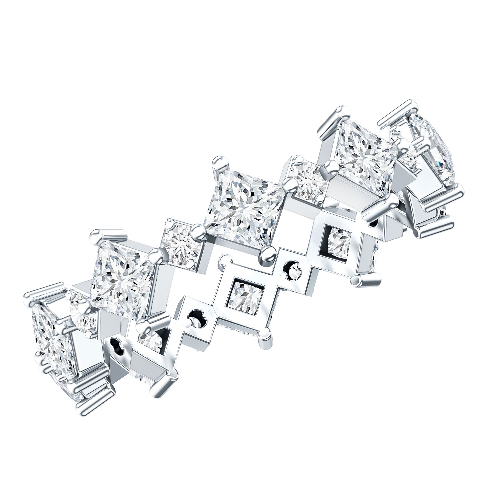 Certified Princess Cut Lab Grown Diamond Eternity Wedding Ring