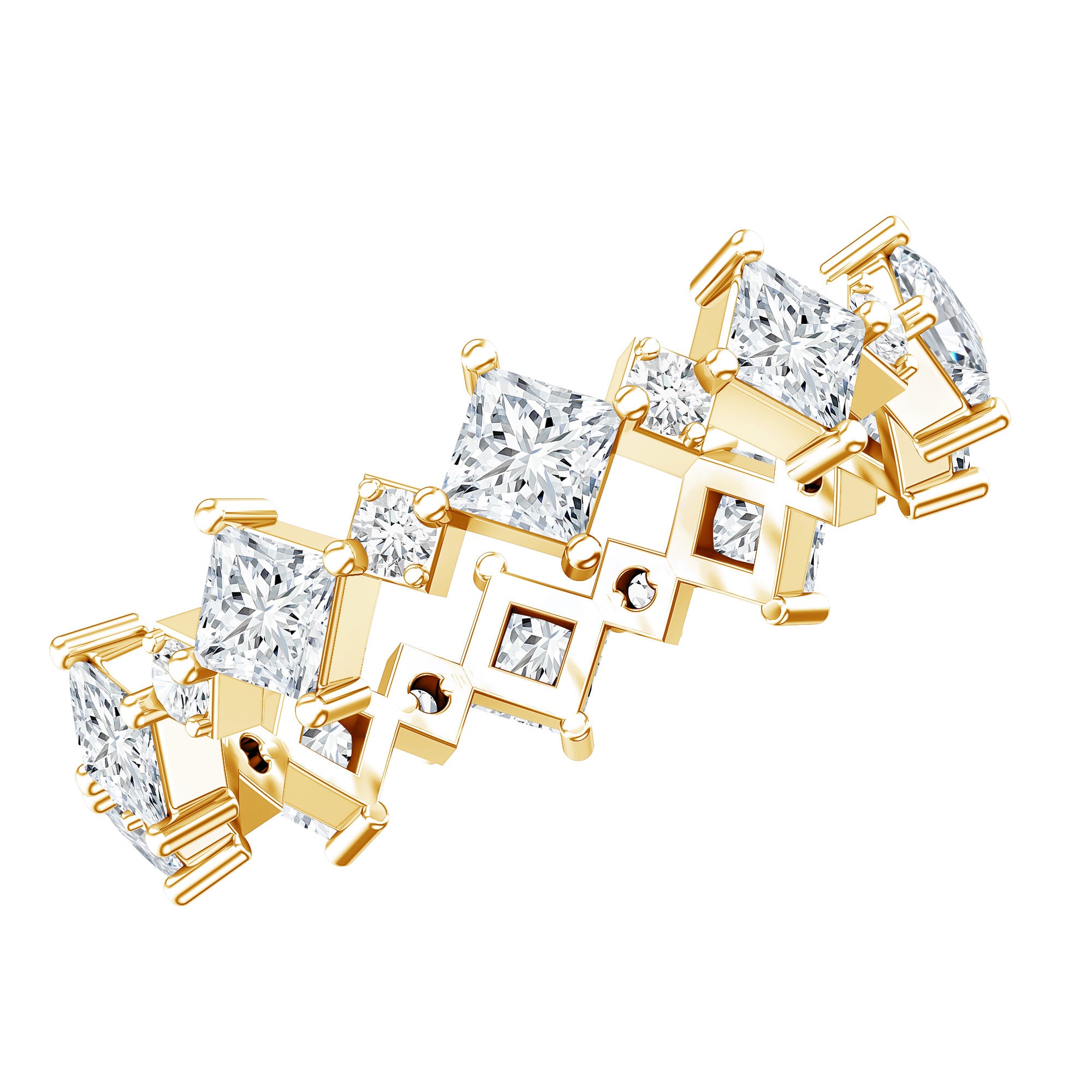 Certified Princess Cut Lab Grown Diamond Eternity Wedding Ring Lab - ( EF-VS ) - Rosec Jewels