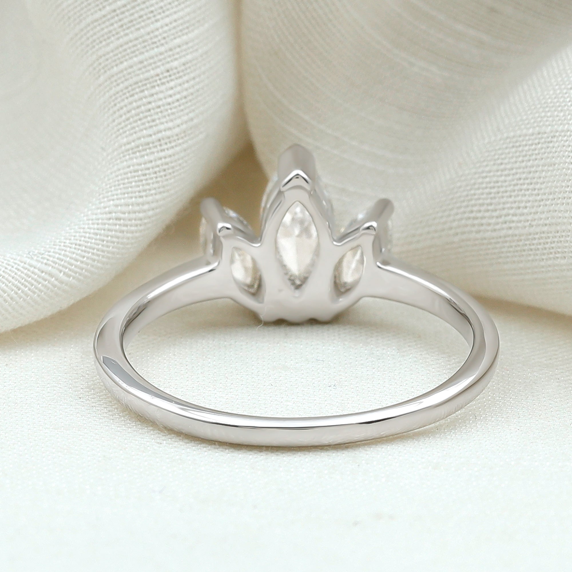 Marquise Cut Lab Grown Diamond 3 Stone Engagement Ring Lab - ( EF-VS ) - Rosec Jewels