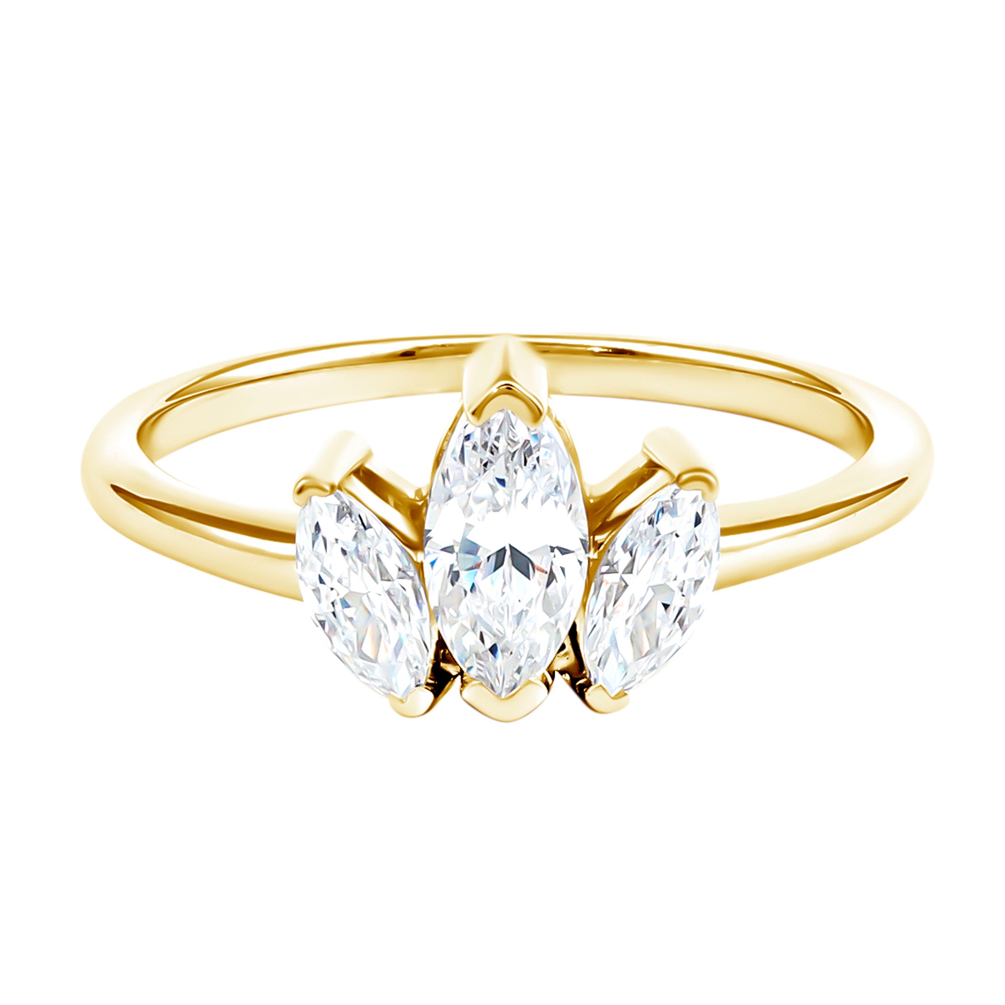 Marquise Cut Lab Grown Diamond 3 Stone Engagement Ring Lab - ( EF-VS ) - Rosec Jewels