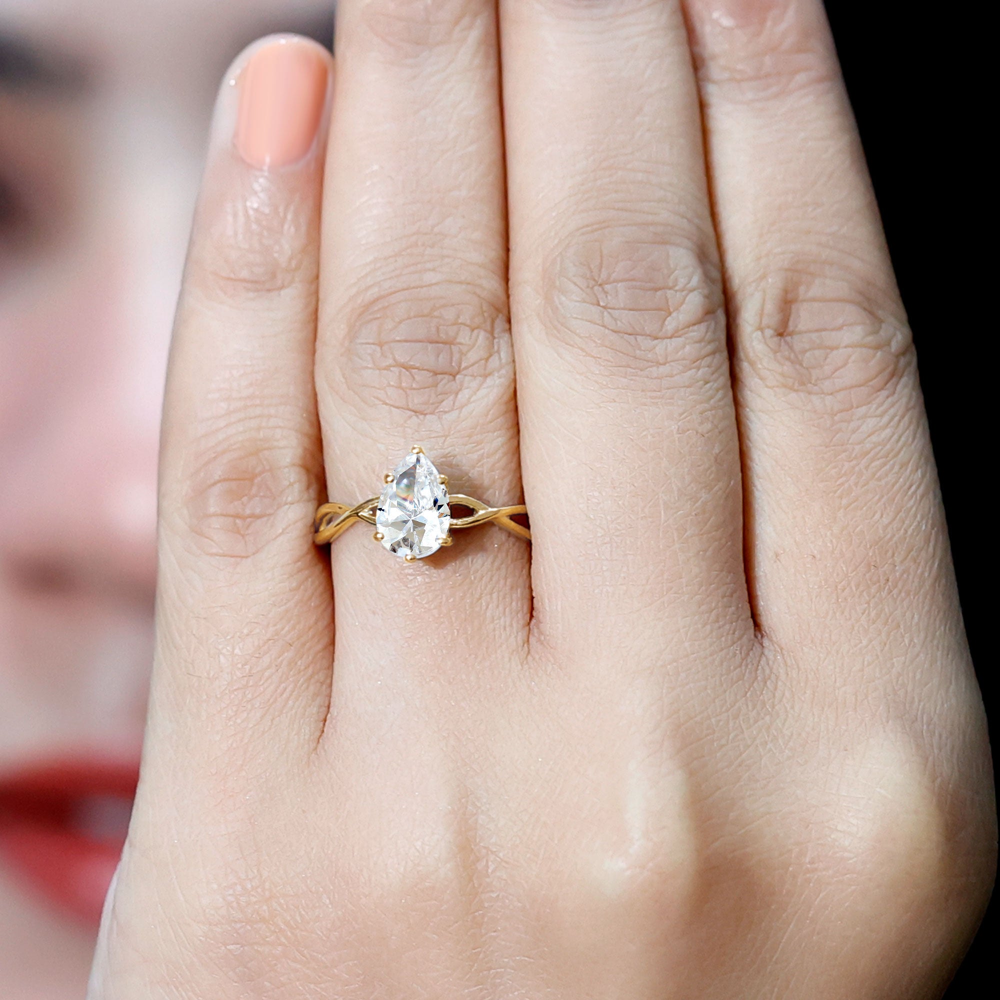 Rosec Jewels-Lab Grown Diamond Pear Engagement Ring with Infinity Band