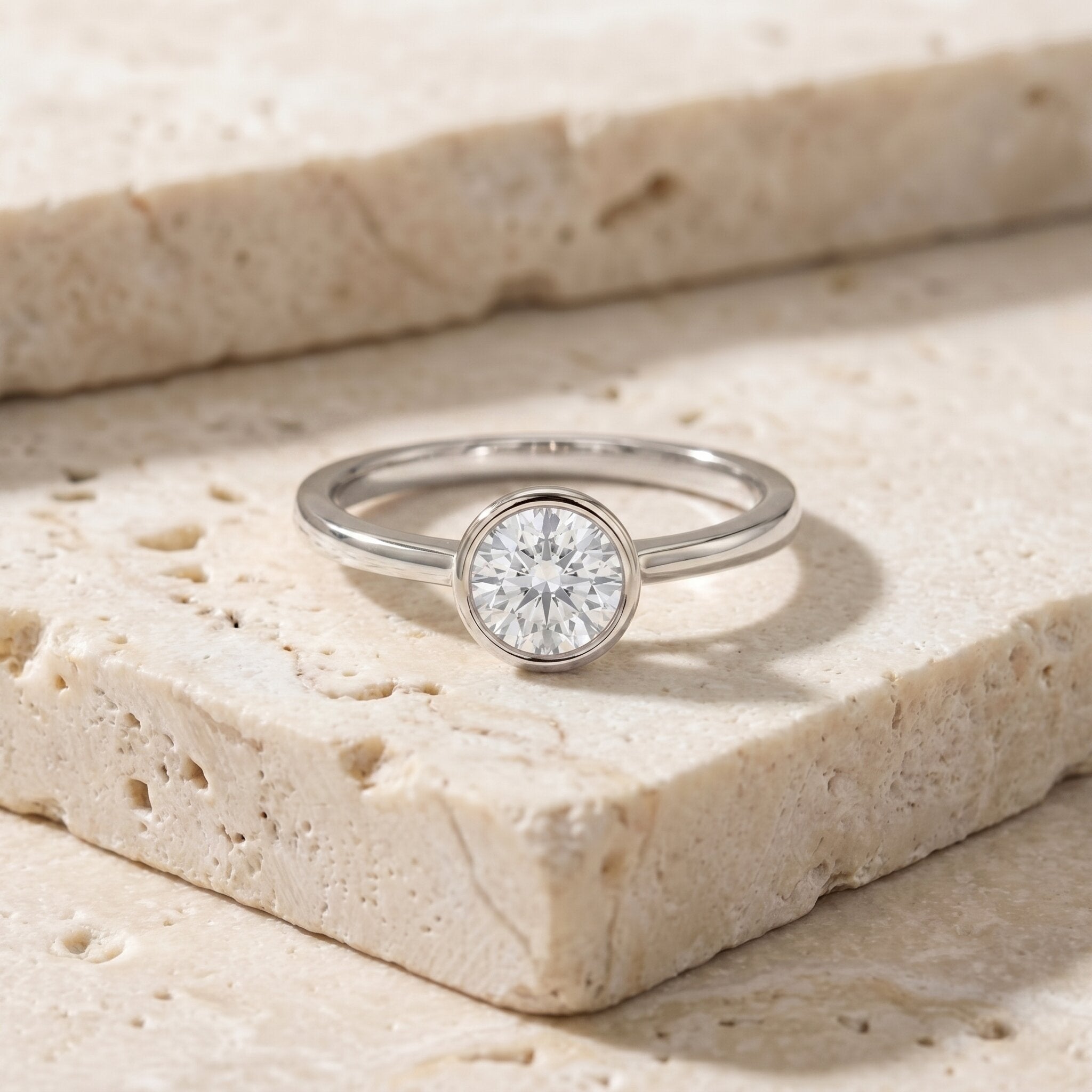 IGI Certified 1 CT Lab Grown Diamond Ring in Bezel Setting Lab - ( E-VS1 ) - Rosec Jewels