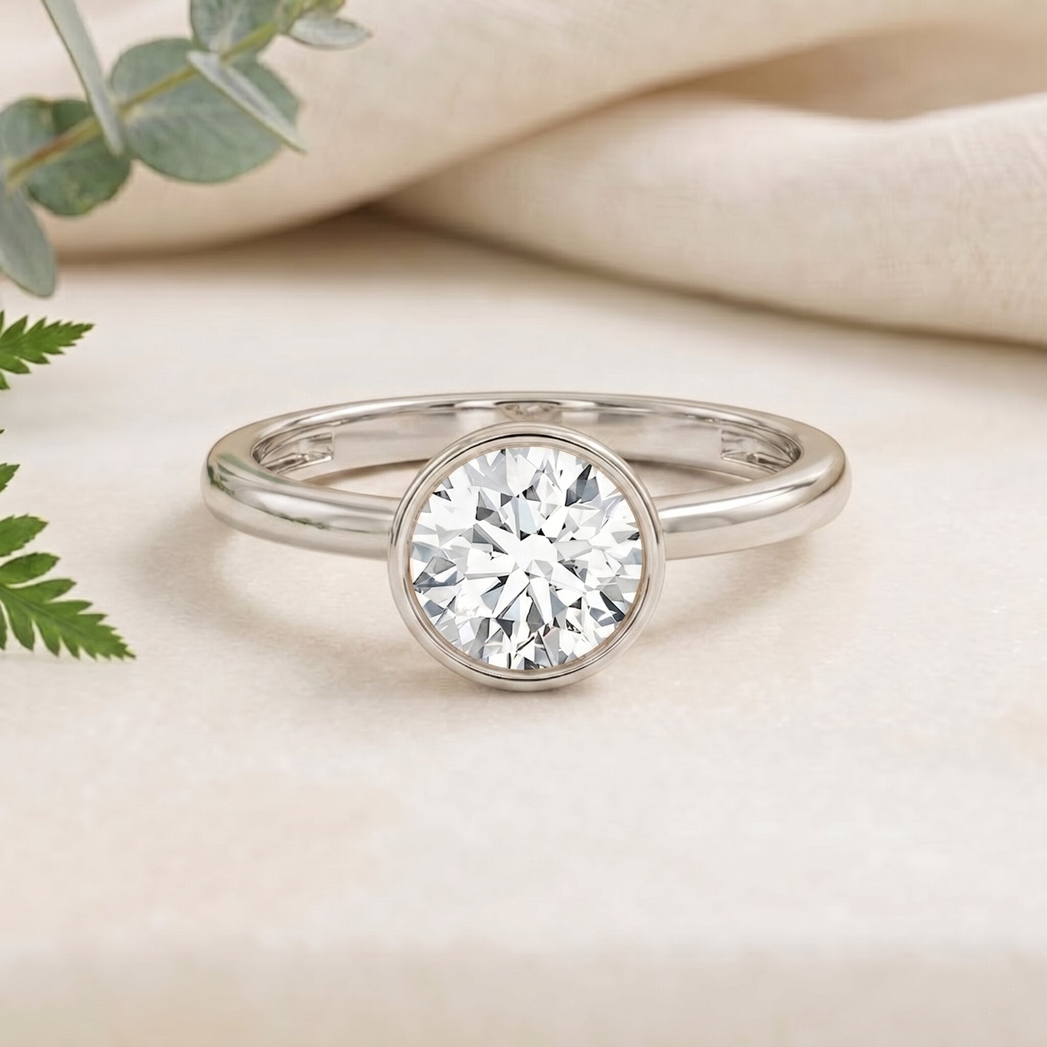 IGI Certified 4 CT Lab Grown Diamond Engagement Ring in Bezel Setting Lab - ( E-VS1 ) - Rosec Jewels