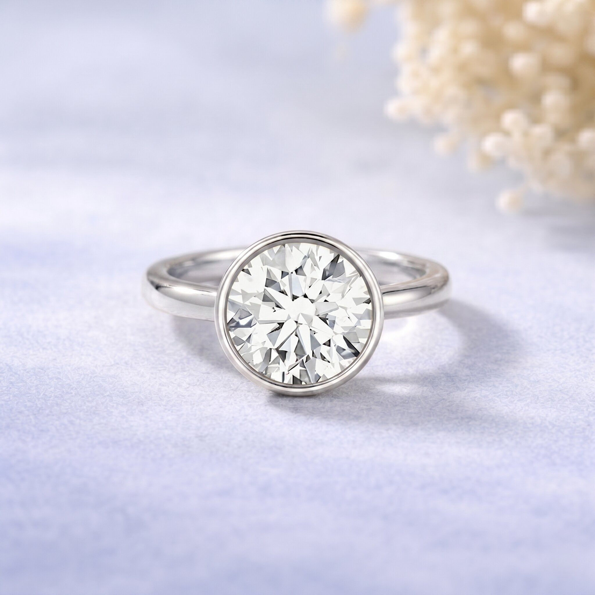 IGI Certified 5 Carat Lab Grown Diamond Bezel Set Engagement Ring Lab - ( E-VS1 ) - Rosec Jewels
