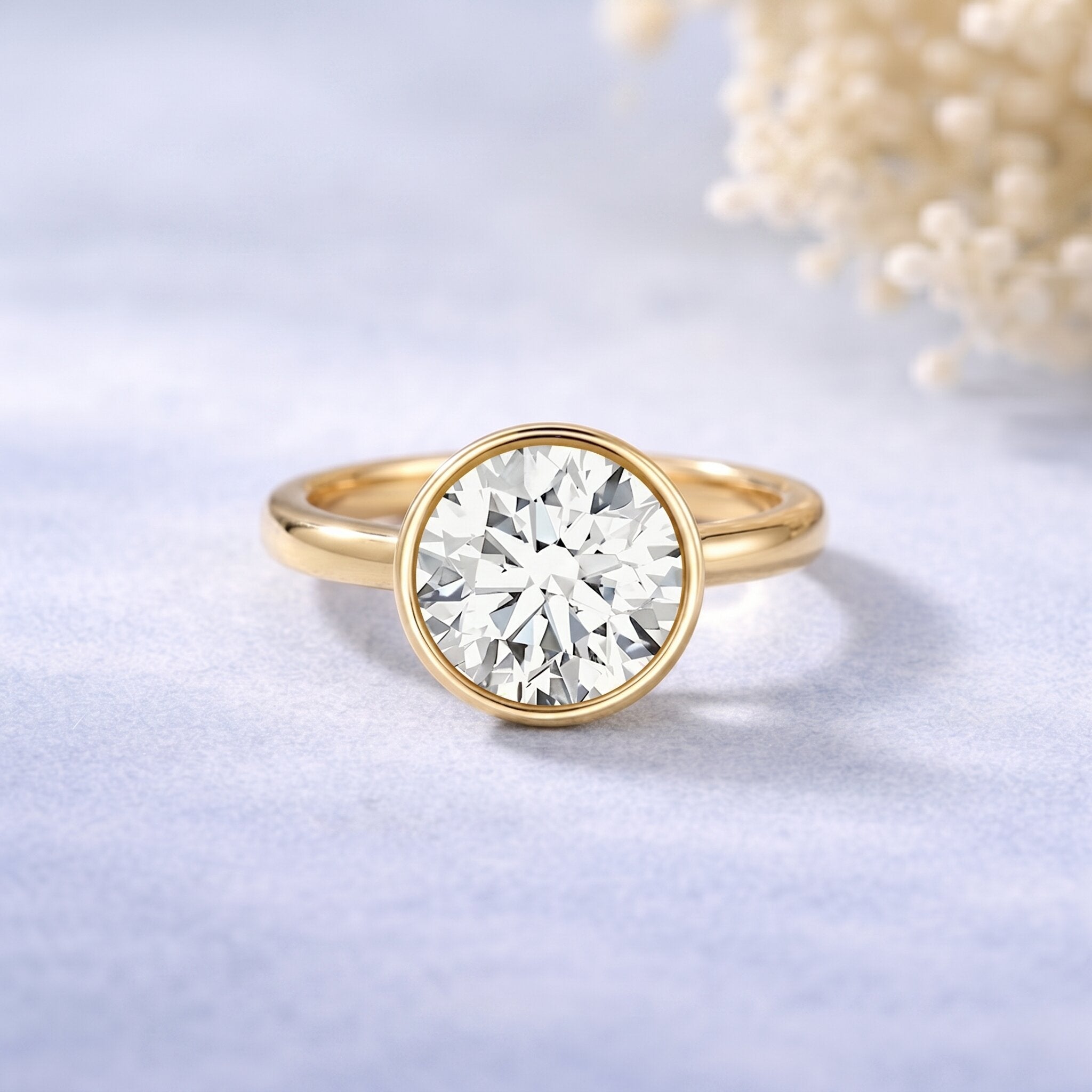 IGI Certified 5 Carat Lab Grown Diamond Bezel Set Engagement Ring Lab - ( E-VS1 ) - Rosec Jewels