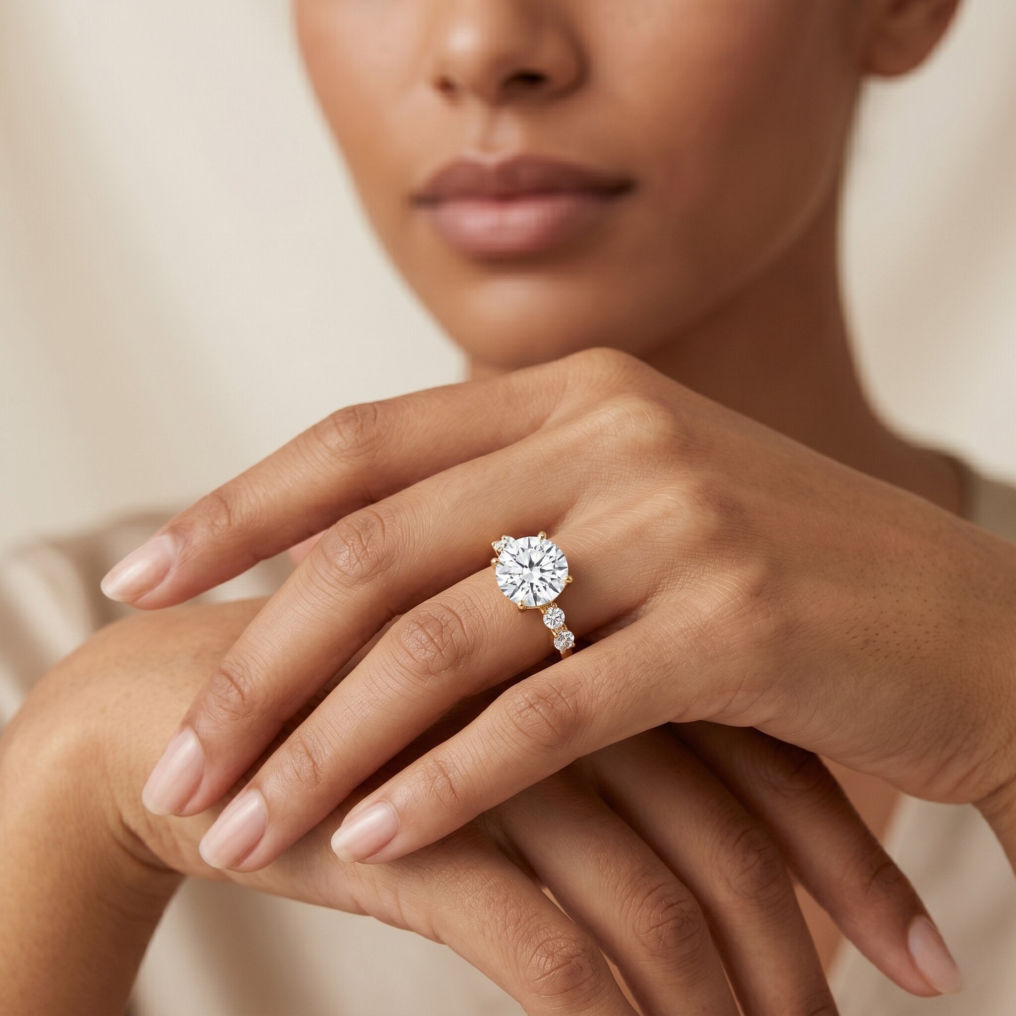 IGI Certified Lab Grown 2 CT Diamond Engagement Ring with Side Stone Lab - ( E-VS1 ) - Rosec Jewels
