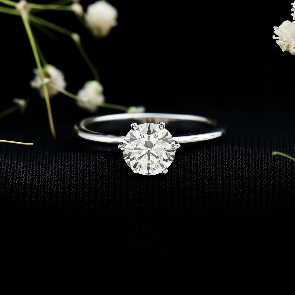 1 Carat Lab Grown Diamond Solitaire Engagement Ring with IGI Certificate Lab - ( E-VS1 ) - Rosec Jewels