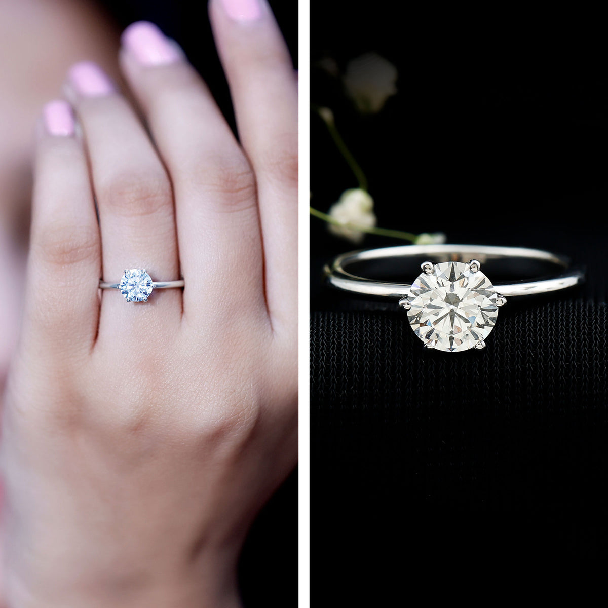 1 Carat Lab Grown Diamond Solitaire Engagement Ring with IGI Certificate Lab - ( E-VS1 ) - Rosec Jewels
