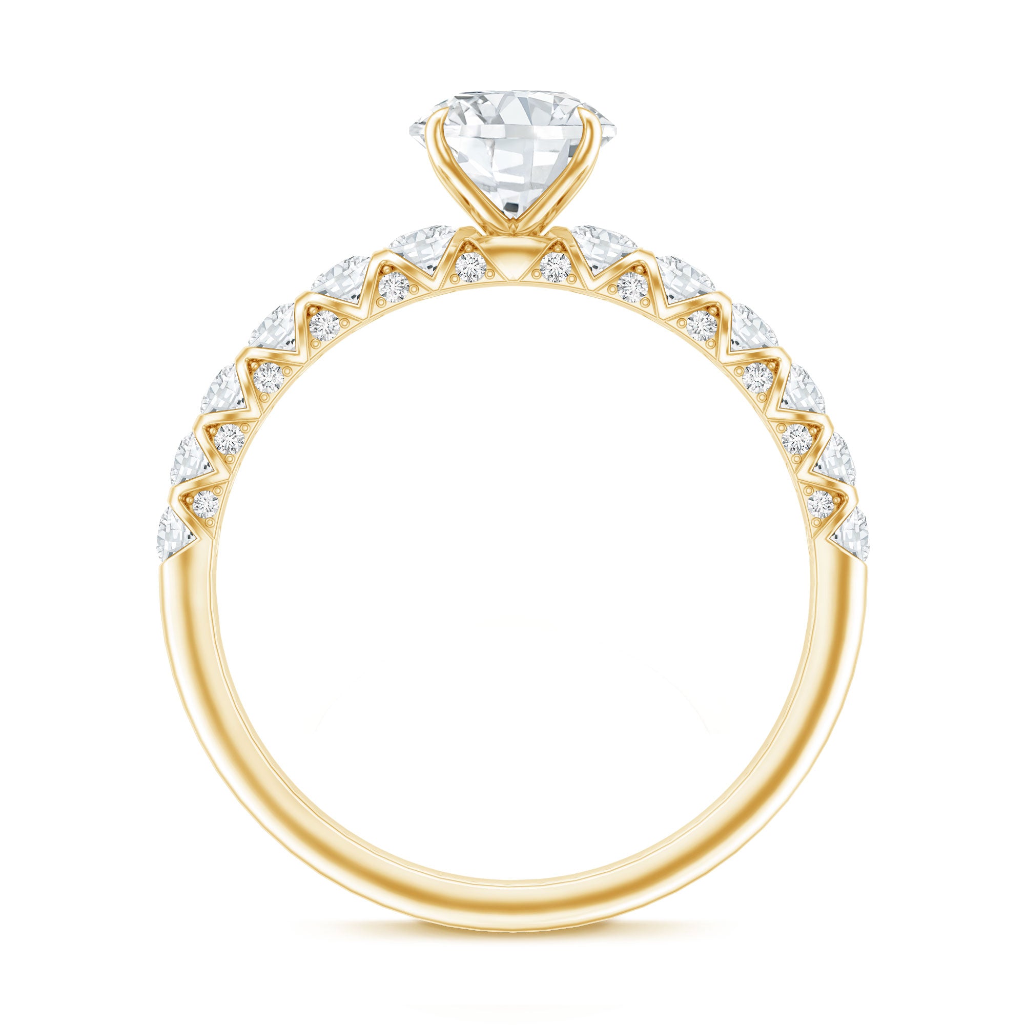 Rosec Jewels-IGI Certified Round Lab Grown Diamond Side Stone Engagement Ring