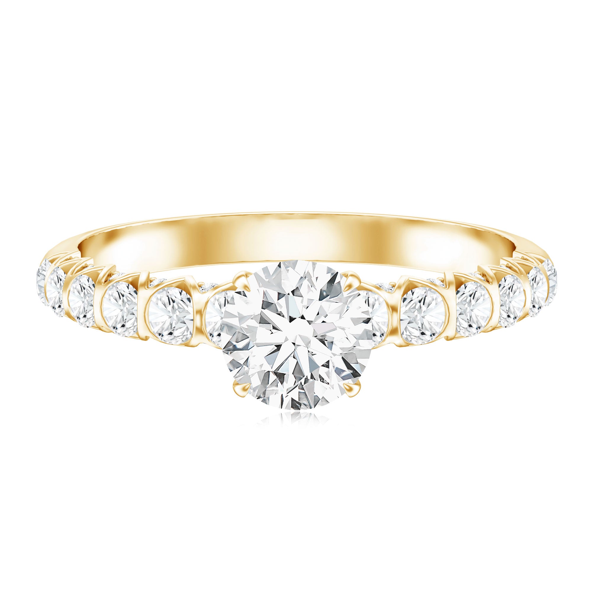 Rosec Jewels-IGI Certified Round Lab Grown Diamond Side Stone Engagement Ring