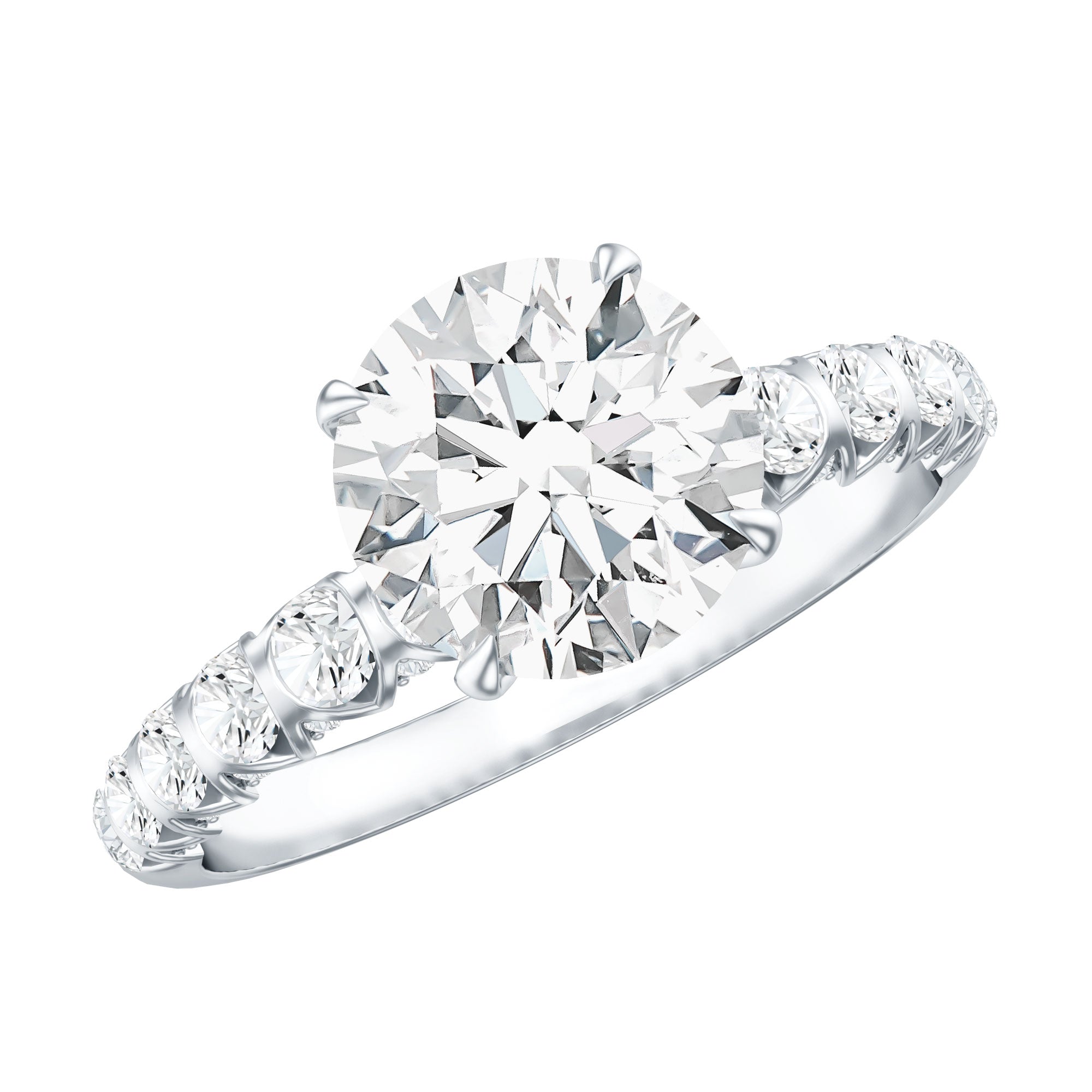 2 Carat Lab Grown Diamond Round Engagement Ring with IGI Certificate Lab - ( E-VS1 ) - Rosec Jewels