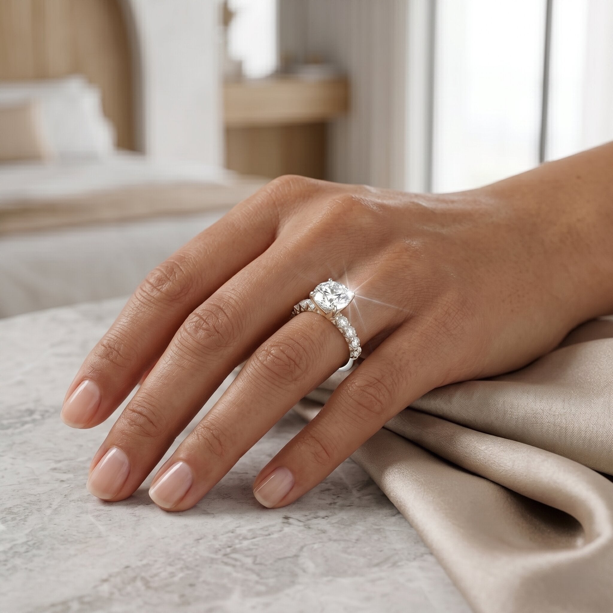 2 Carat Lab Grown Diamond Round Engagement Ring with IGI Certificate Lab - ( E-VS1 ) - Rosec Jewels