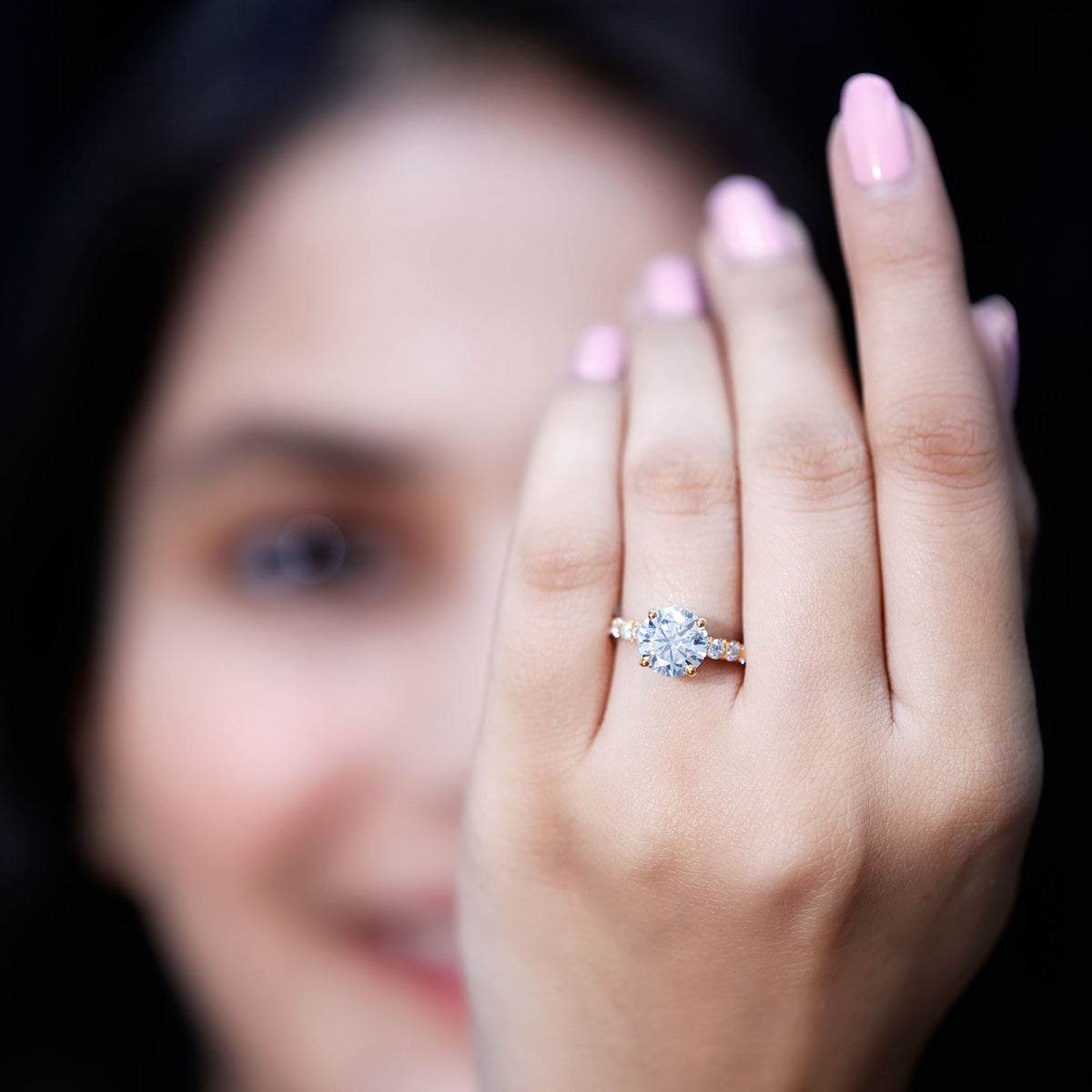 2 Carat Lab Grown Diamond Round Engagement Ring with IGI Certificate Lab - ( E-VS1 ) - Rosec Jewels